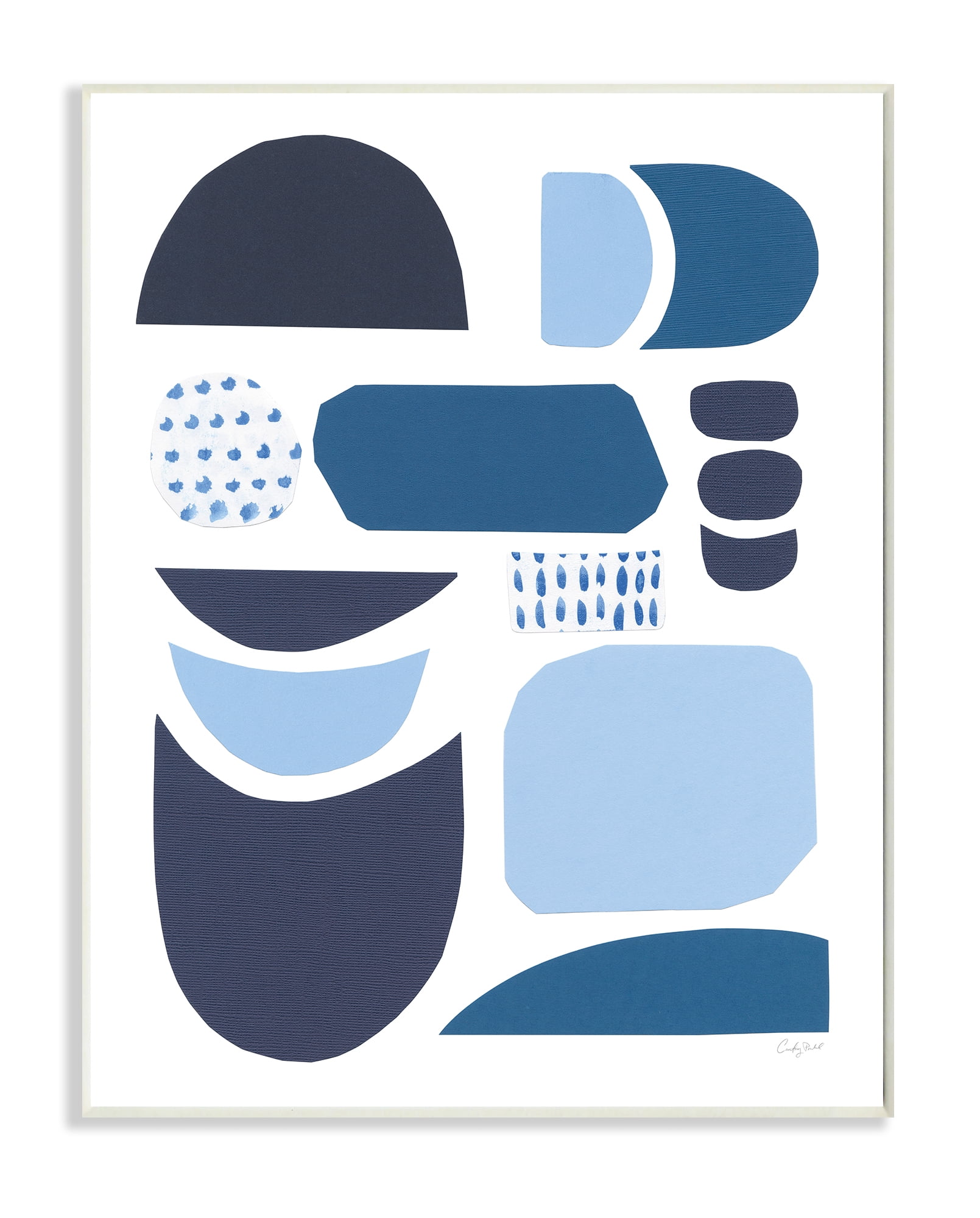 Stupell Industries Collage of Blue Abstract Shapes Tonal Pattern Wall Plaque, 13 x 19, Design by Courtney Prahl