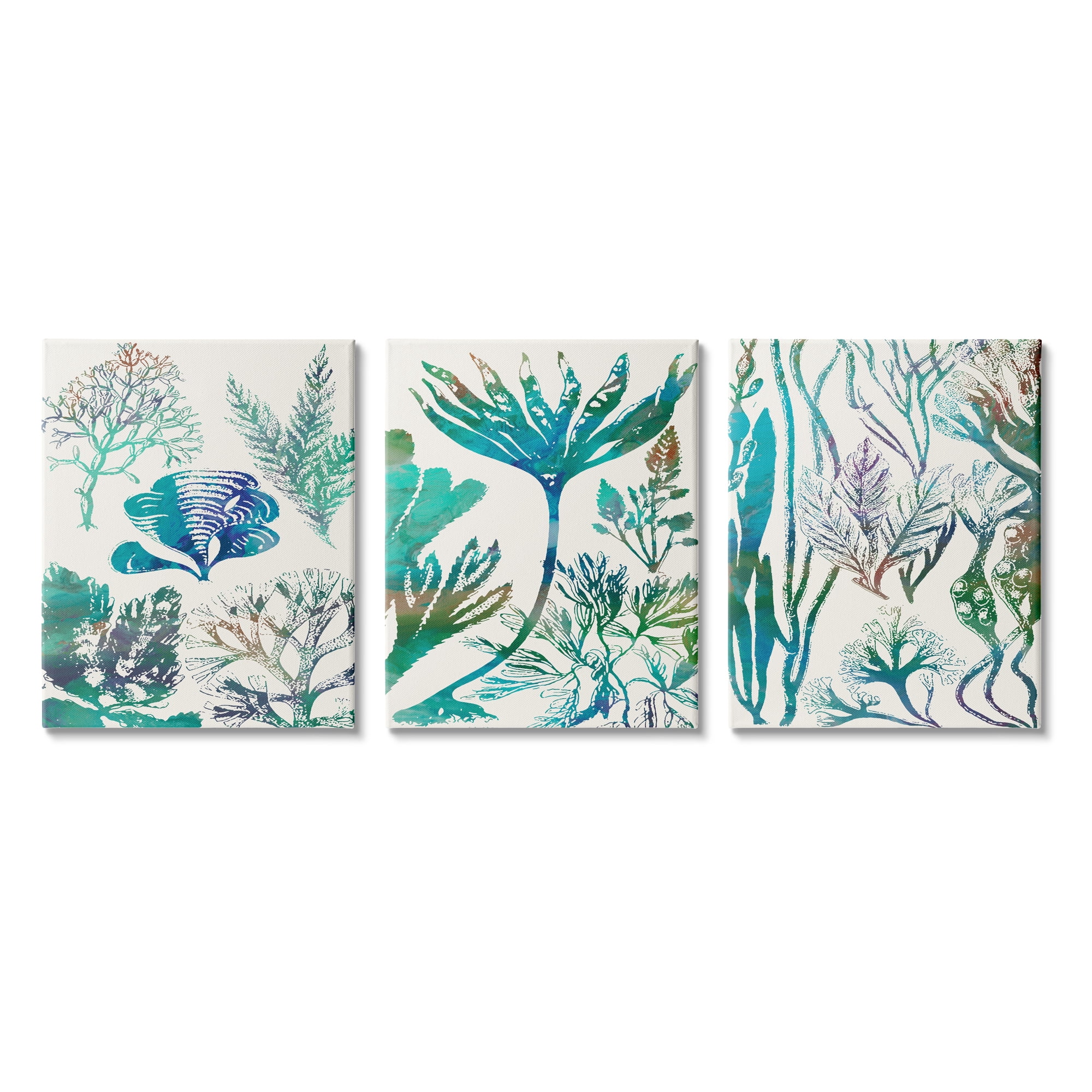 Stupell Industries Collage of Blue Sea Plants Ocean Floor Design Canvas Wall Art, 24 x 30, Design by Sharon Chandler