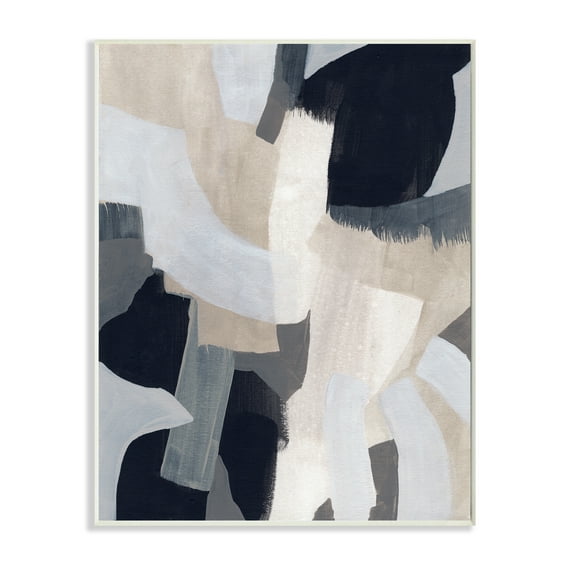Stupell Industries Collage of Neutral Tone Abstract Shapes Blue Beige Wall Plaque, 10 x 15, Design by June Erica Vess