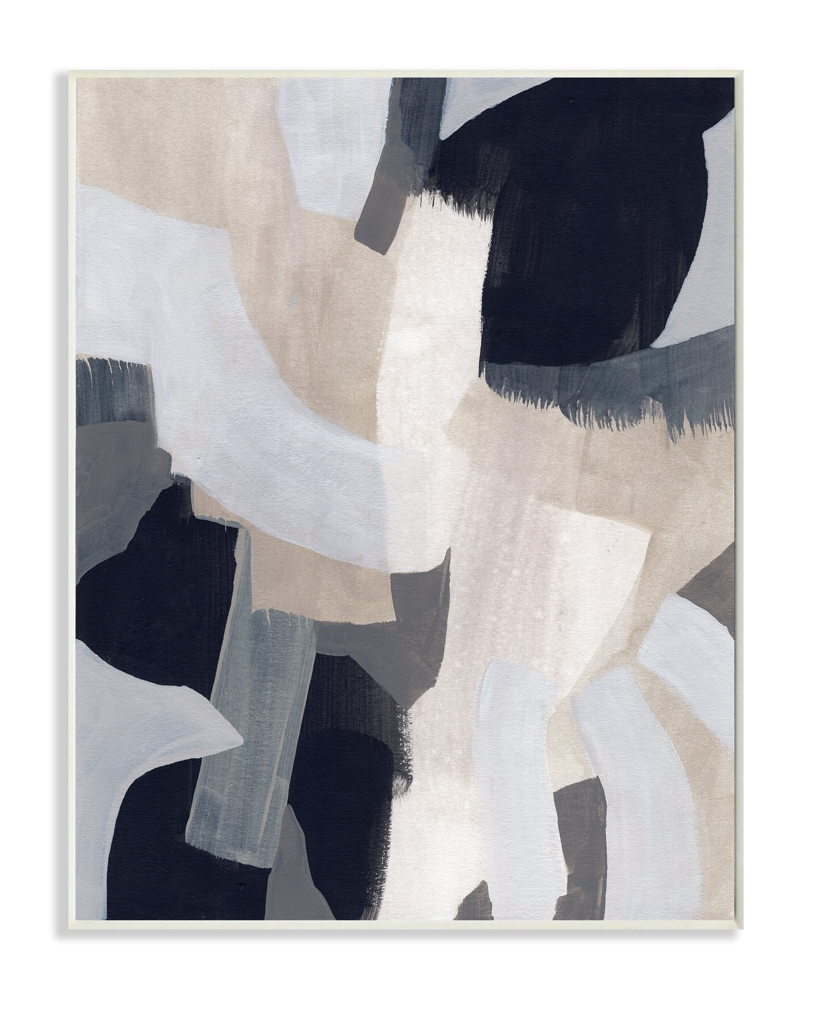 Stupell Industries Collage of Neutral Tone Abstract Shapes Blue Beige Wall Plaque, 13 x 19, Design by June Erica Vess