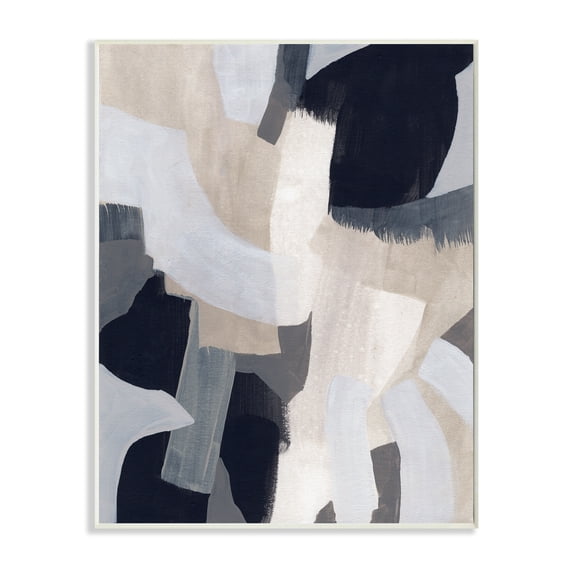 Stupell Industries Collage of Neutral Tone Abstract Shapes Blue Beige Wall Plaque, 13 x 19, Design by June Erica Vess