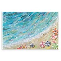 Stupell Industries Collaged Aerial Beach View Coastal Painting Unframed Art Print Wall Art, 15 x 10