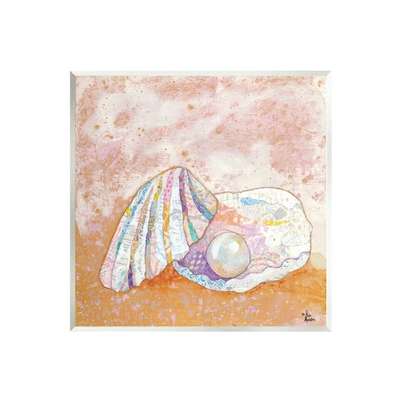 Stupell Industries Collaged Clam Shell Pearl Mixed Speckled Ephemera Painting Unframed Art Print Wall Art, Design by Lisa Morales