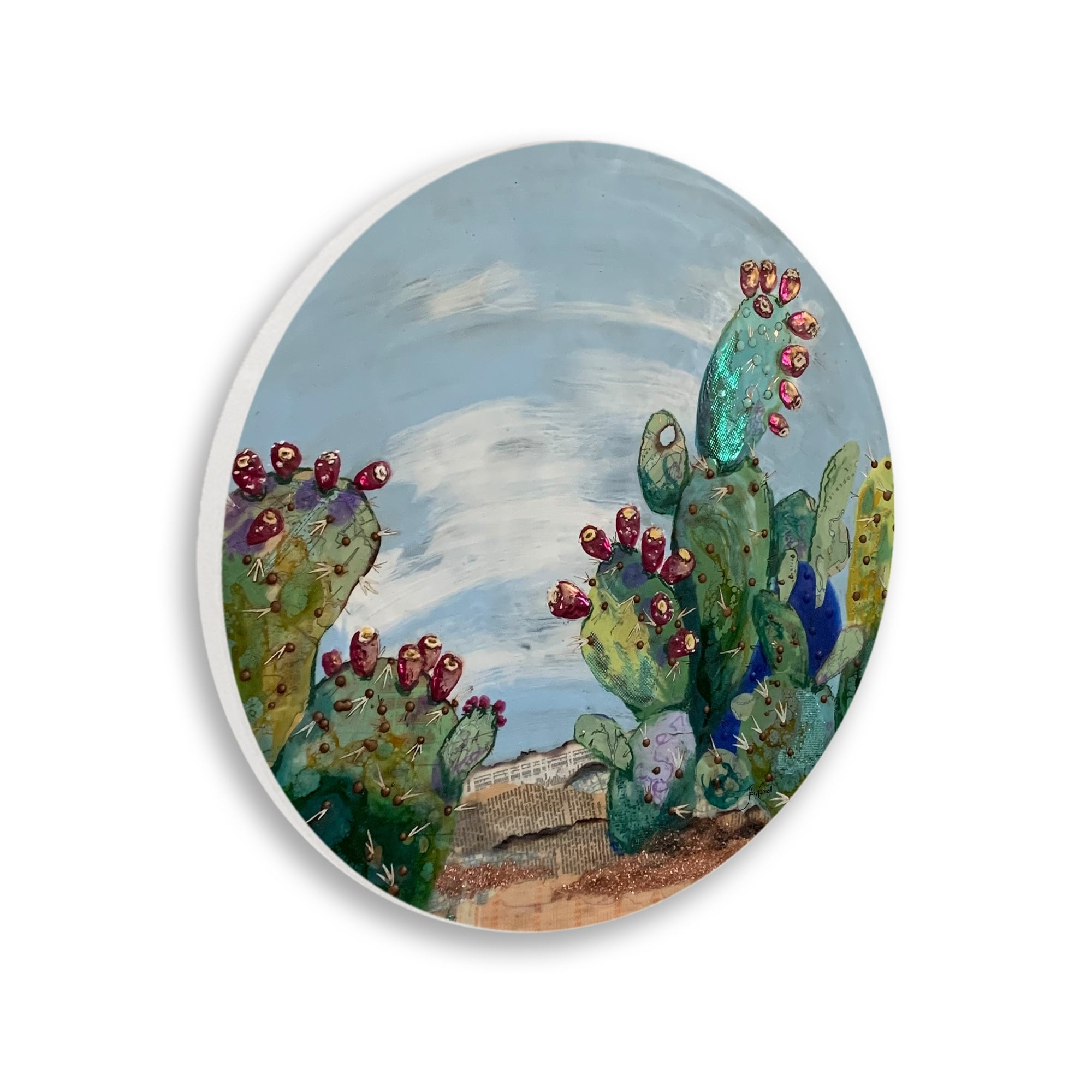 Stupell Industries Collaged Desert Landscape Arid Cactus Plants Scenery Painting Unframed Art Print Wall Art, Design by Stacy Gresell