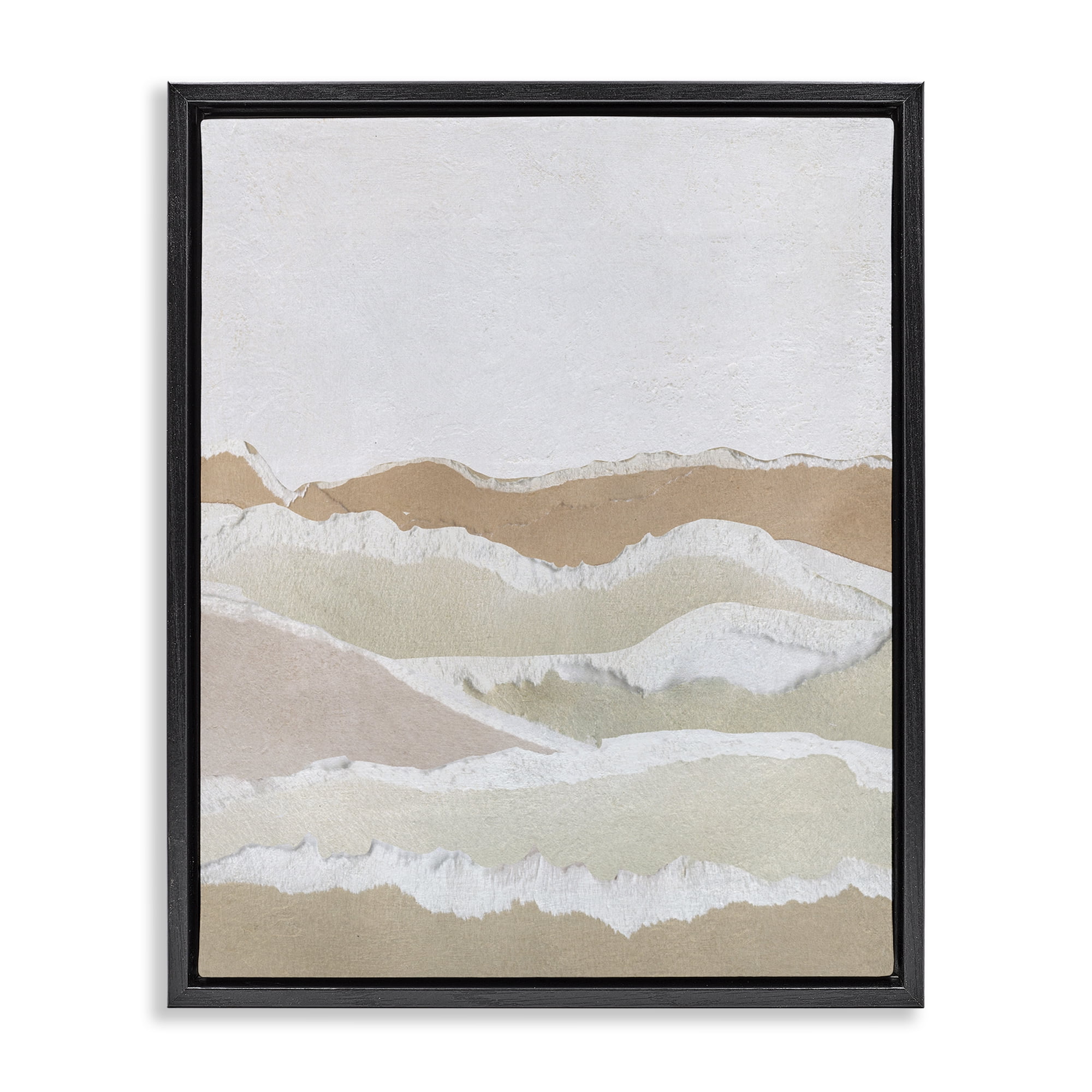Stupell Industries Collaged Dessert Hills Abstract Painting Black Floater Framed Canvas Art Print Wall Art, 25 x 31