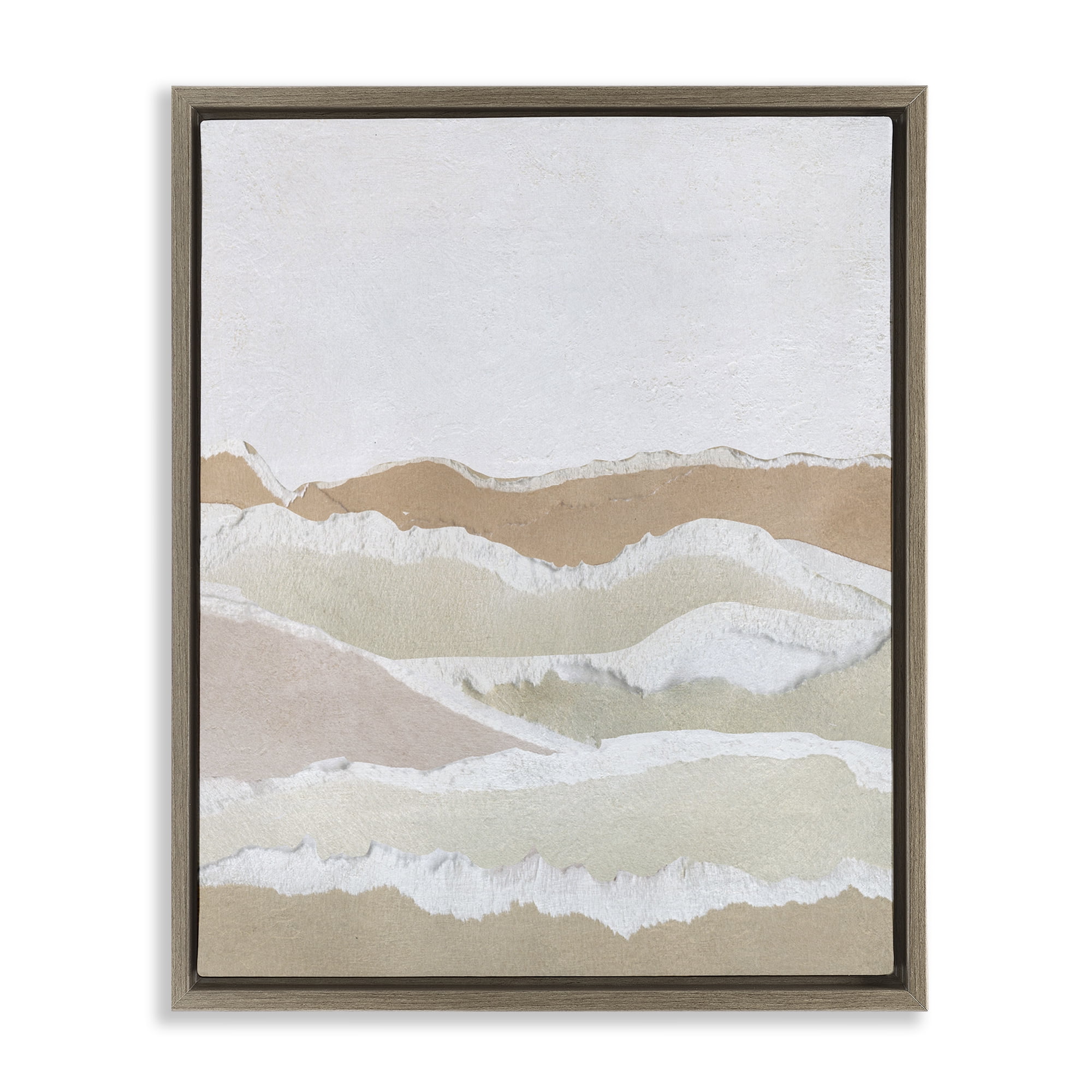 Stupell Industries Collaged Dessert Hills Abstract Painting Brown Floater Framed Canvas Art Print Wall Art, 17 x 21