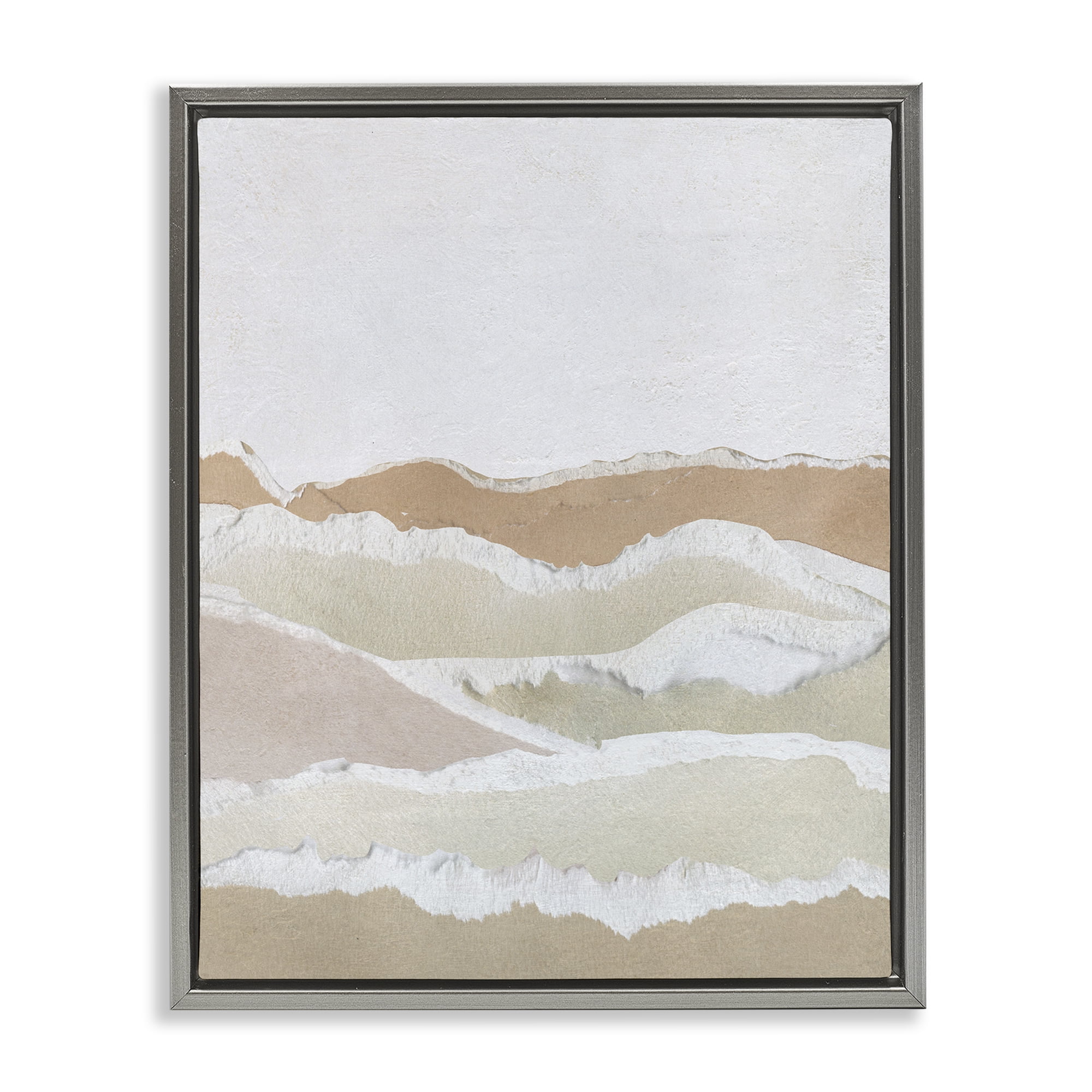 Stupell Industries Collaged Dessert Hills Abstract Painting Gray Floater Framed Canvas Art Print Wall Art, 25 x 31