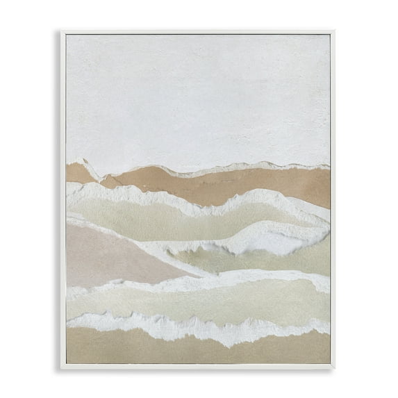 Stupell Industries Collaged Dessert Hills Abstract Painting White Framed Art Print Wall Art, 11 x 14