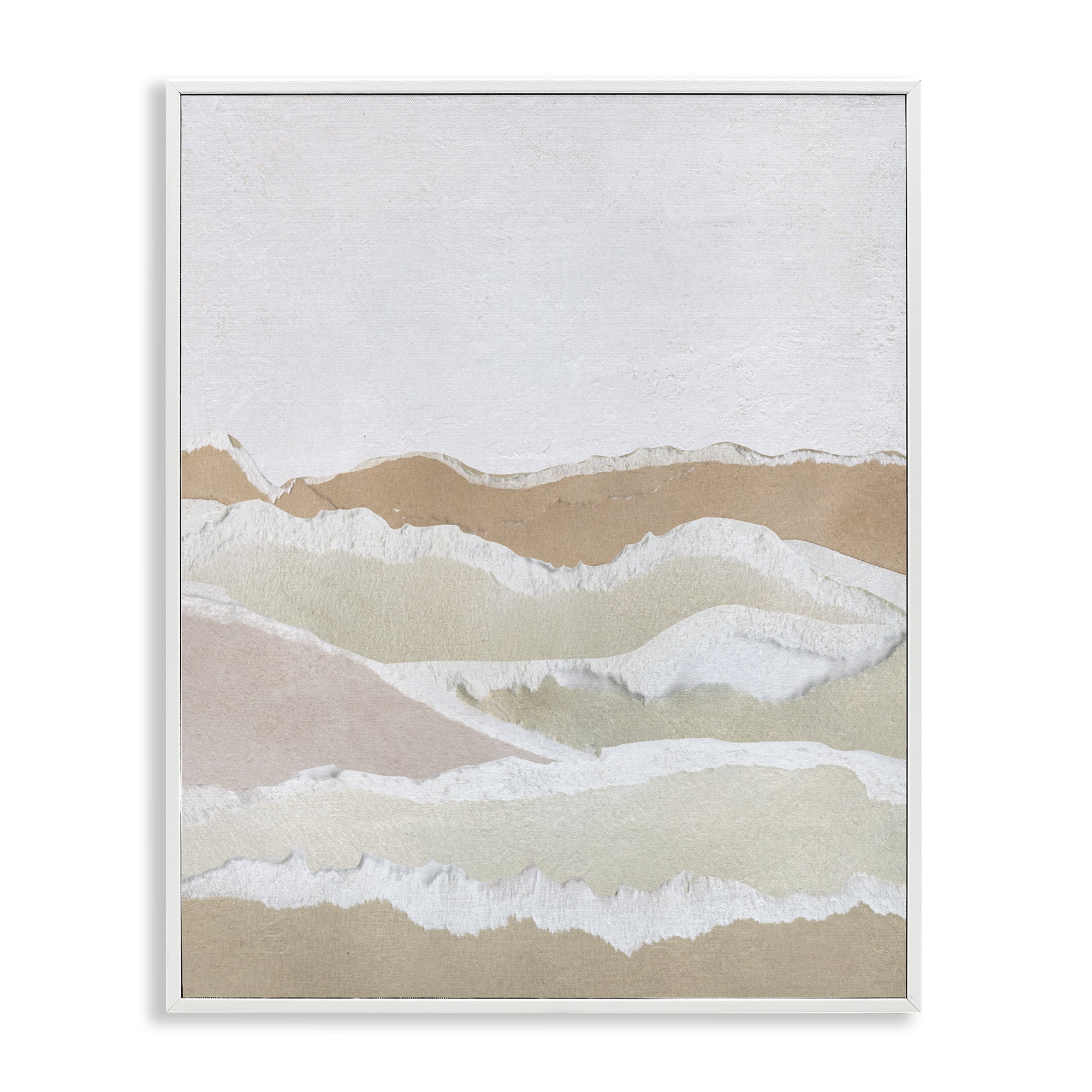 Stupell Industries Collaged Dessert Hills Abstract Painting White Framed Art Print Wall Art, 16 x 20