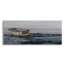 Stupell Industries Collaged Dinghy Boat Drifting Vast Ocean Sea Painting Gallery Wrapped Canvas Print Wall Art, Design by Stacy Gresell