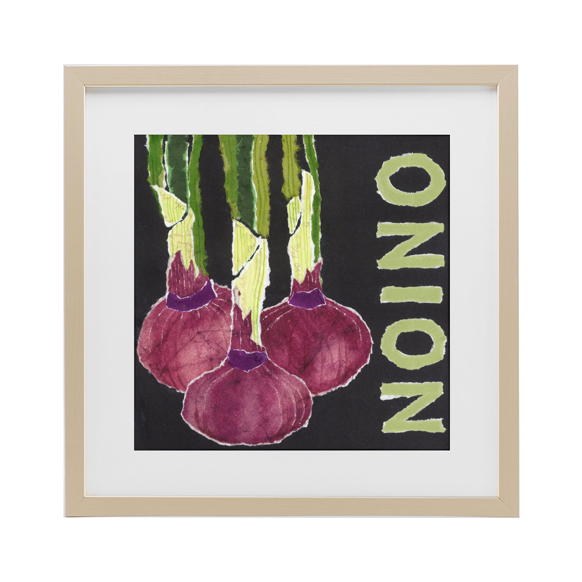 Stupell Industries Collaged Garden Onion Birch Framed Print Under Glass, design by Nancy Overton
