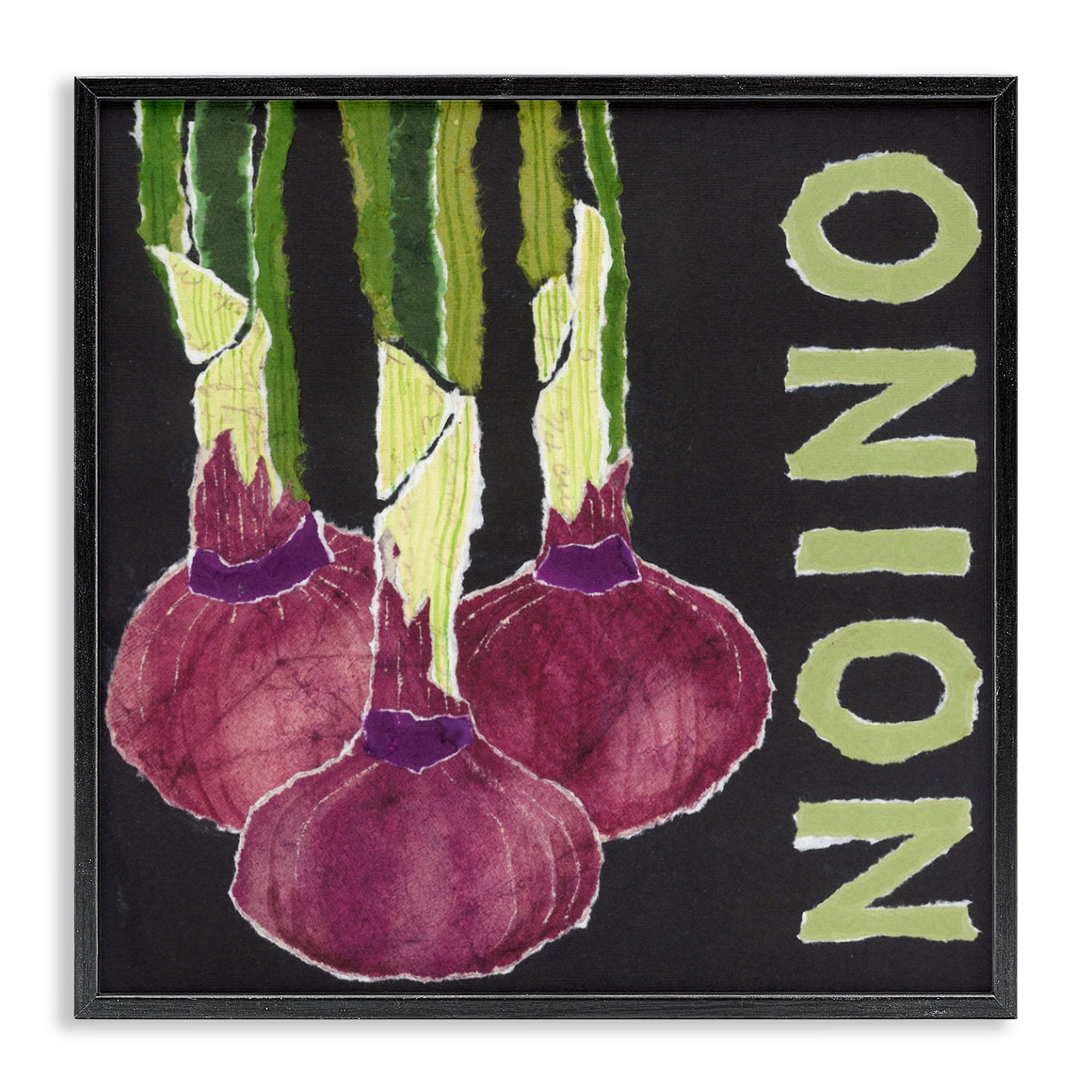 Stupell Industries Collaged Garden Onion Black Framed Giclee Art, design by Nancy Overton