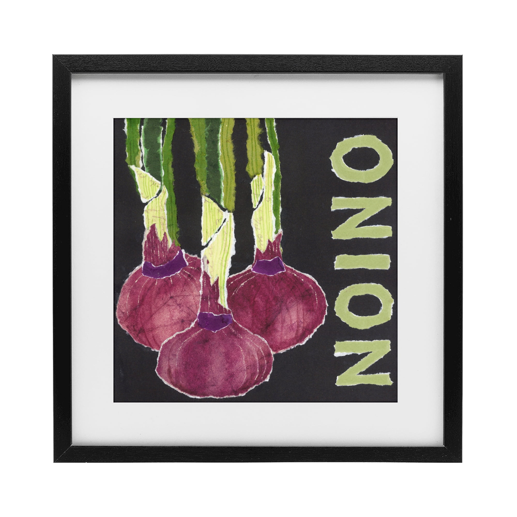 Stupell Industries Collaged Garden Onion Black Framed Print Under Glass, design by Nancy Overton
