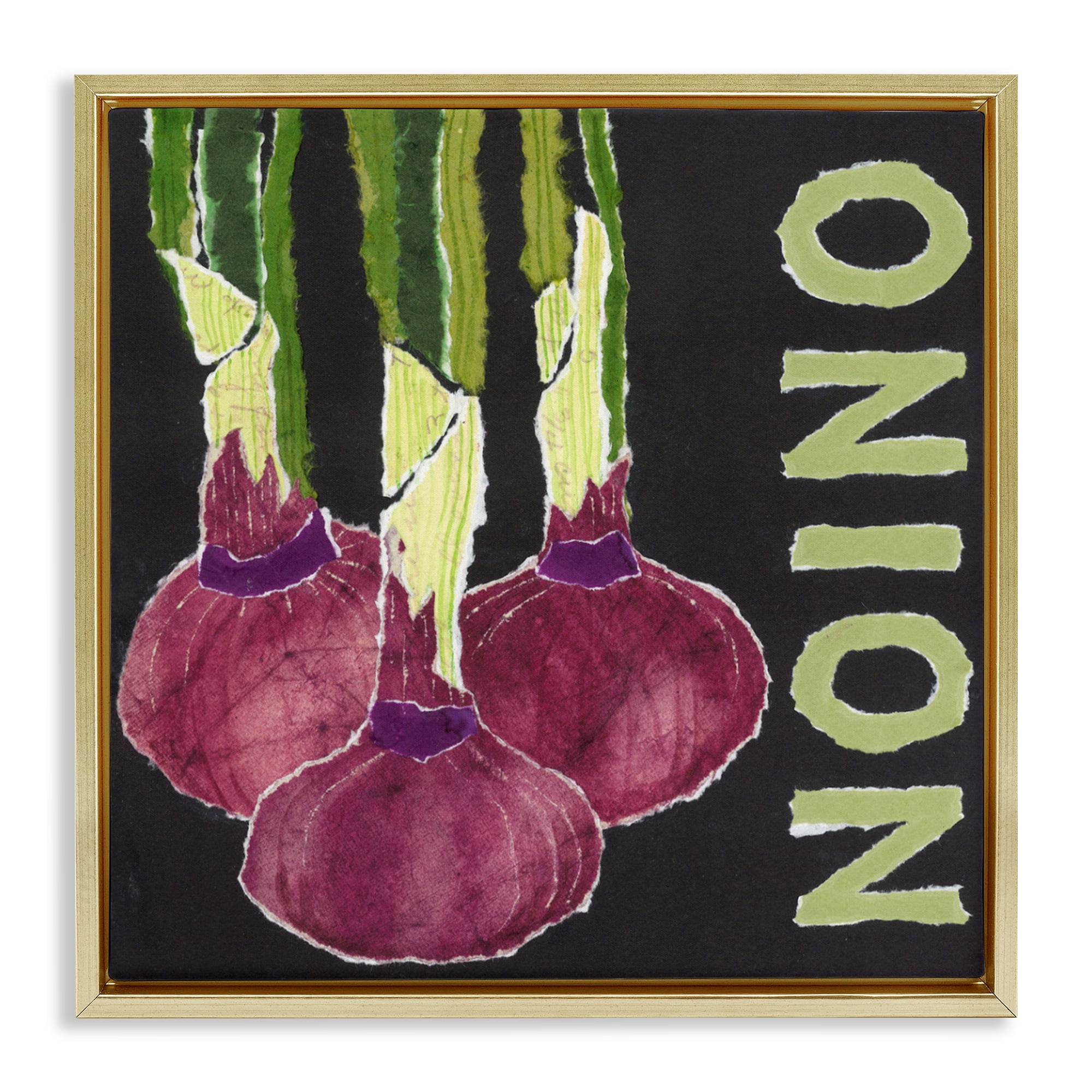Stupell Industries Collaged Garden Onion Gold Framed Floater Canvas Wall Art, design by Nancy Overton