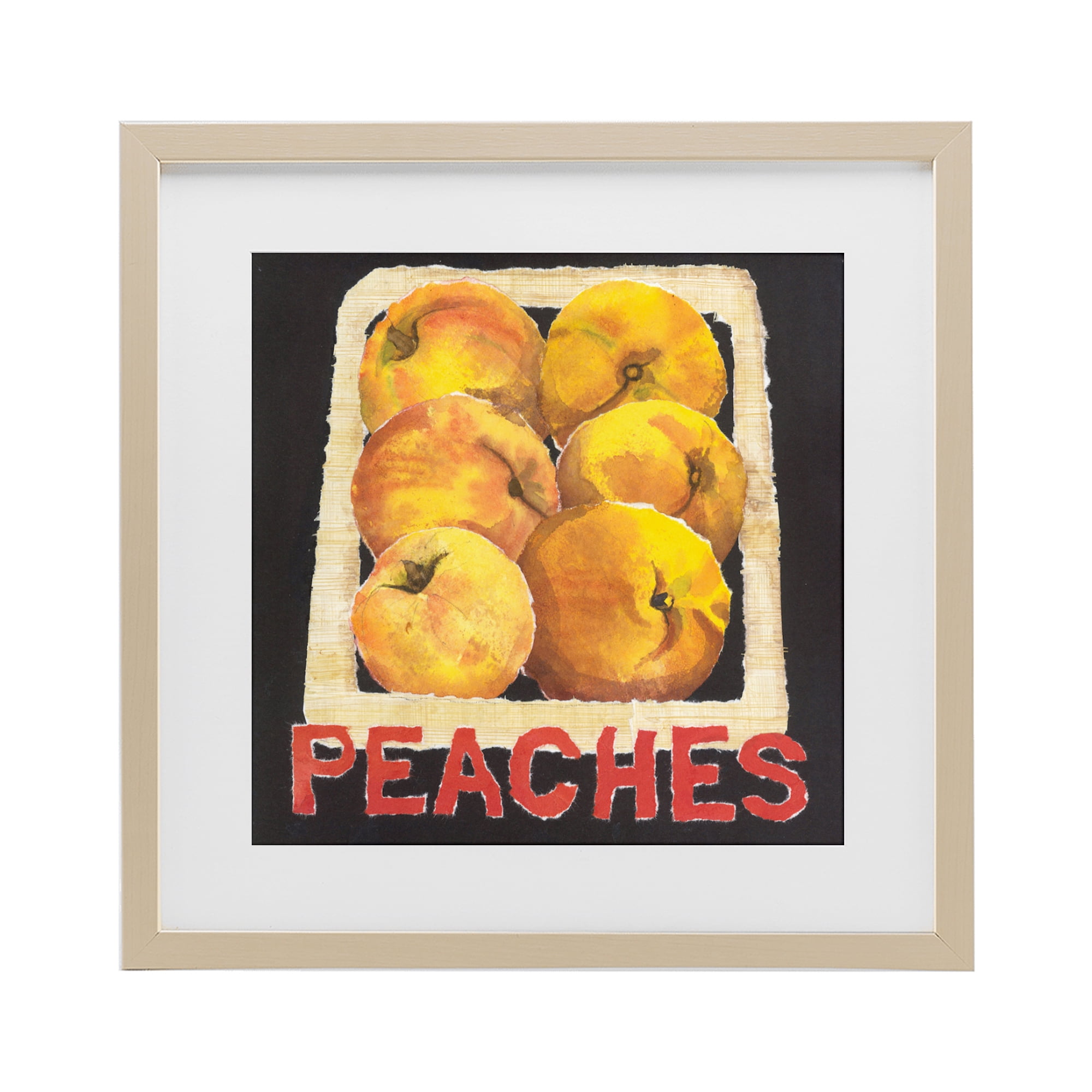 Stupell Industries Collaged Garden Peaches Birch Framed Print Under Glass, design by Nancy Overton