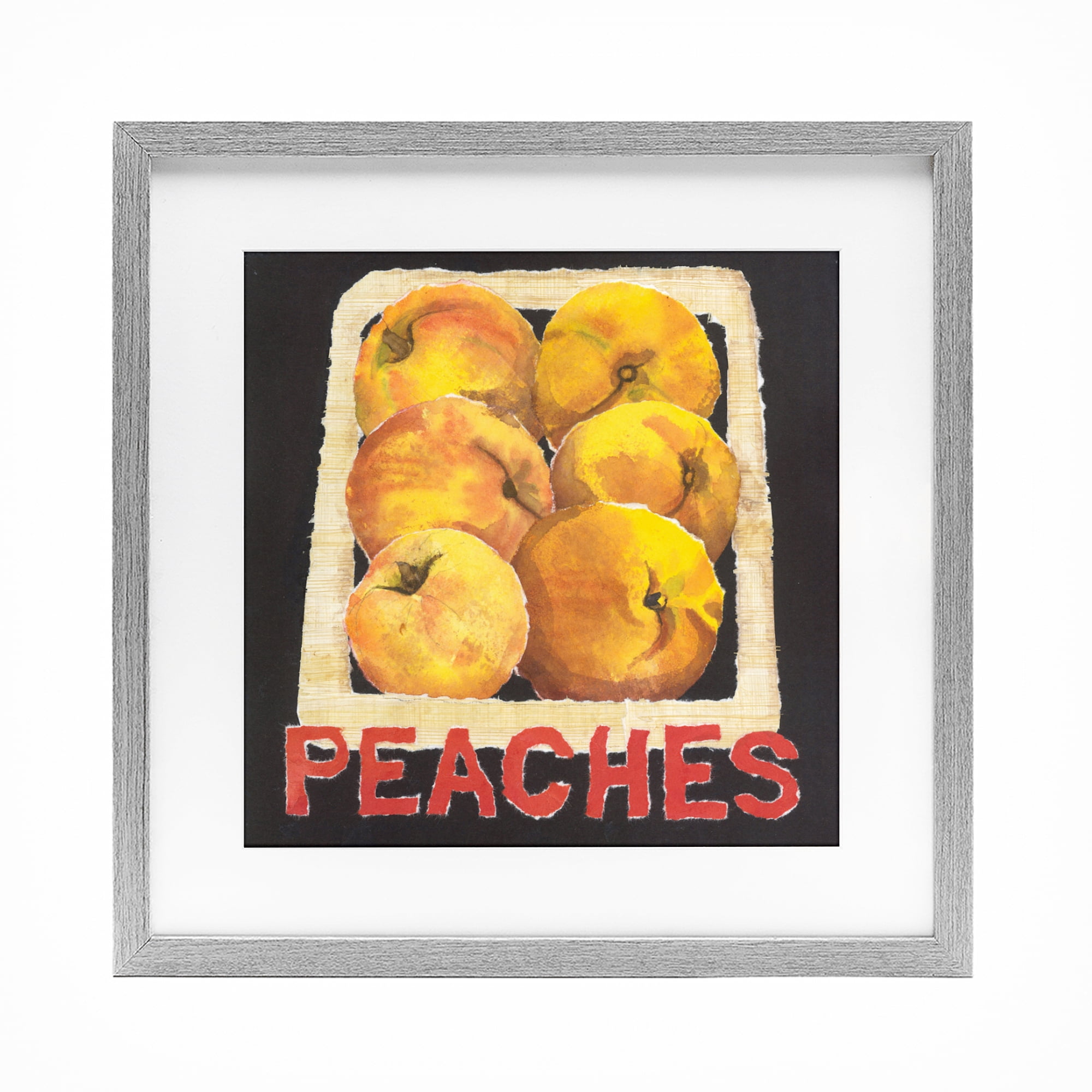 Stupell Industries Collaged Garden Peaches Gray Framed Print Under Glass, design by Nancy Overton