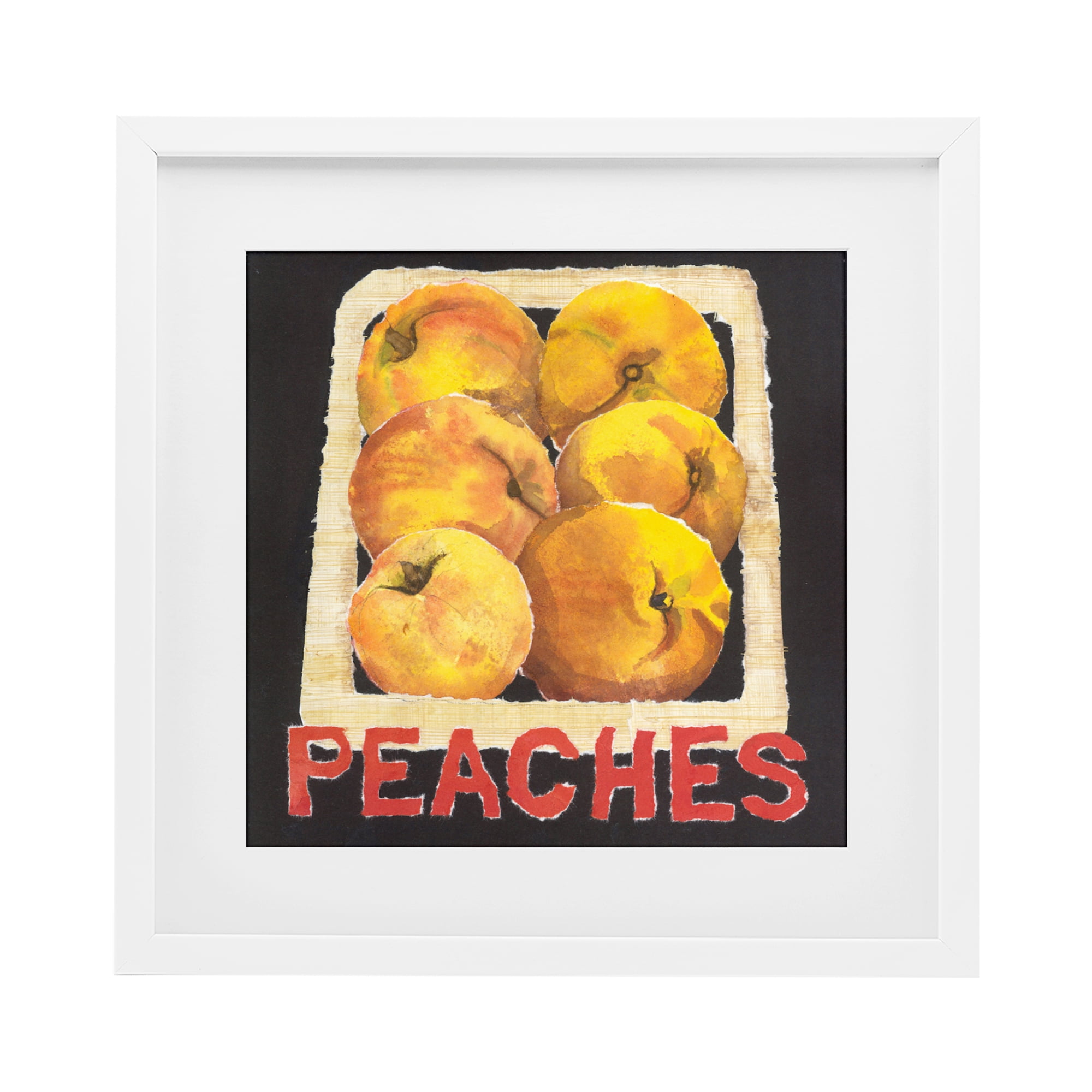 Stupell Industries Collaged Garden Peaches White Framed Print Under Glass, design by Nancy Overton