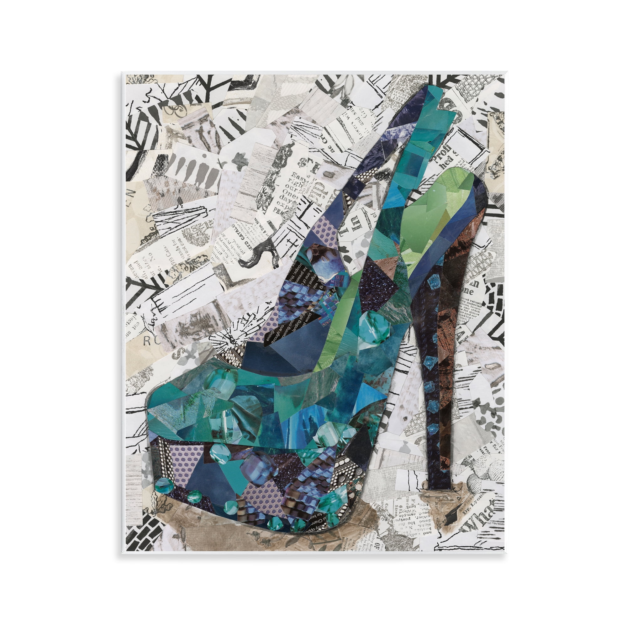 Stupell Industries Collaged High Heel Fashion Painting Unframed Art Print Wall Art, 11 x 14