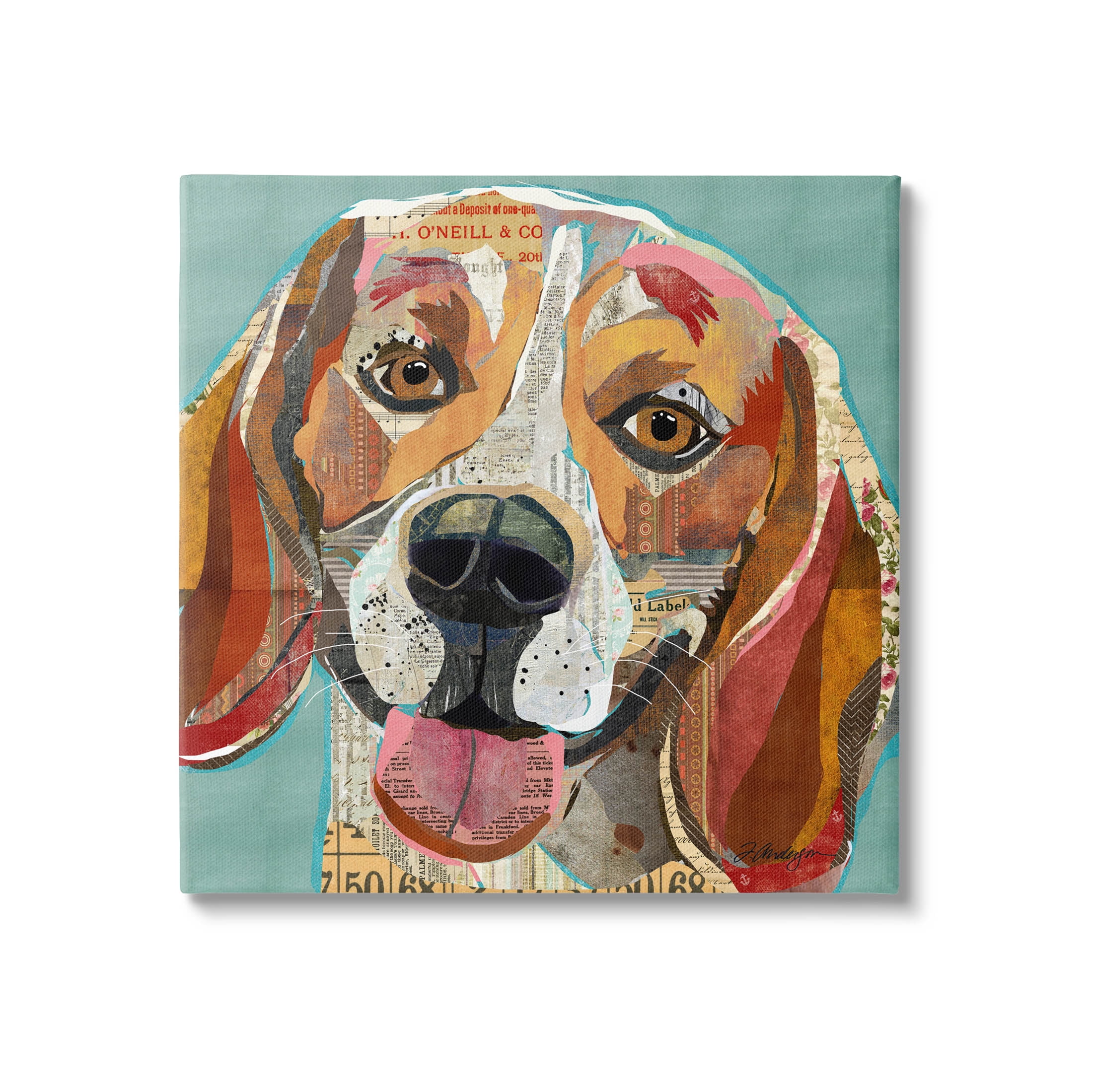 Stupell Industries Collaged Hound Dog Various Ephemera Graphic Art Gallery Wrapped Canvas Print Wall Art, Design by Traci Anderson