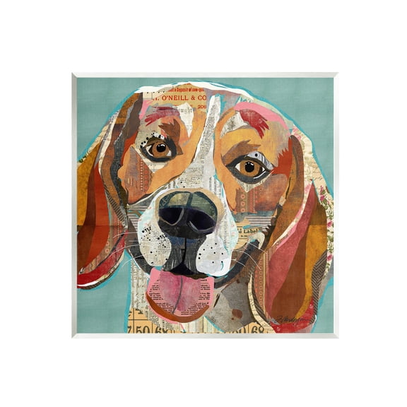 Stupell Industries Collaged Hound Dog Various Ephemera Graphic Art Unframed Art Print Wall Art, Design by Traci Anderson