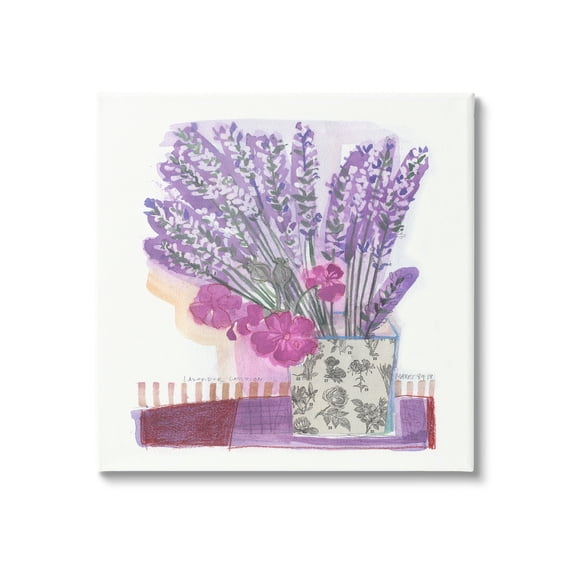 Stupell Industries Collaged Lavender Sprigs Bold Mixed Flower Blossoms Painting Gallery Wrapped Canvas Print Wall Art, Design by unknown