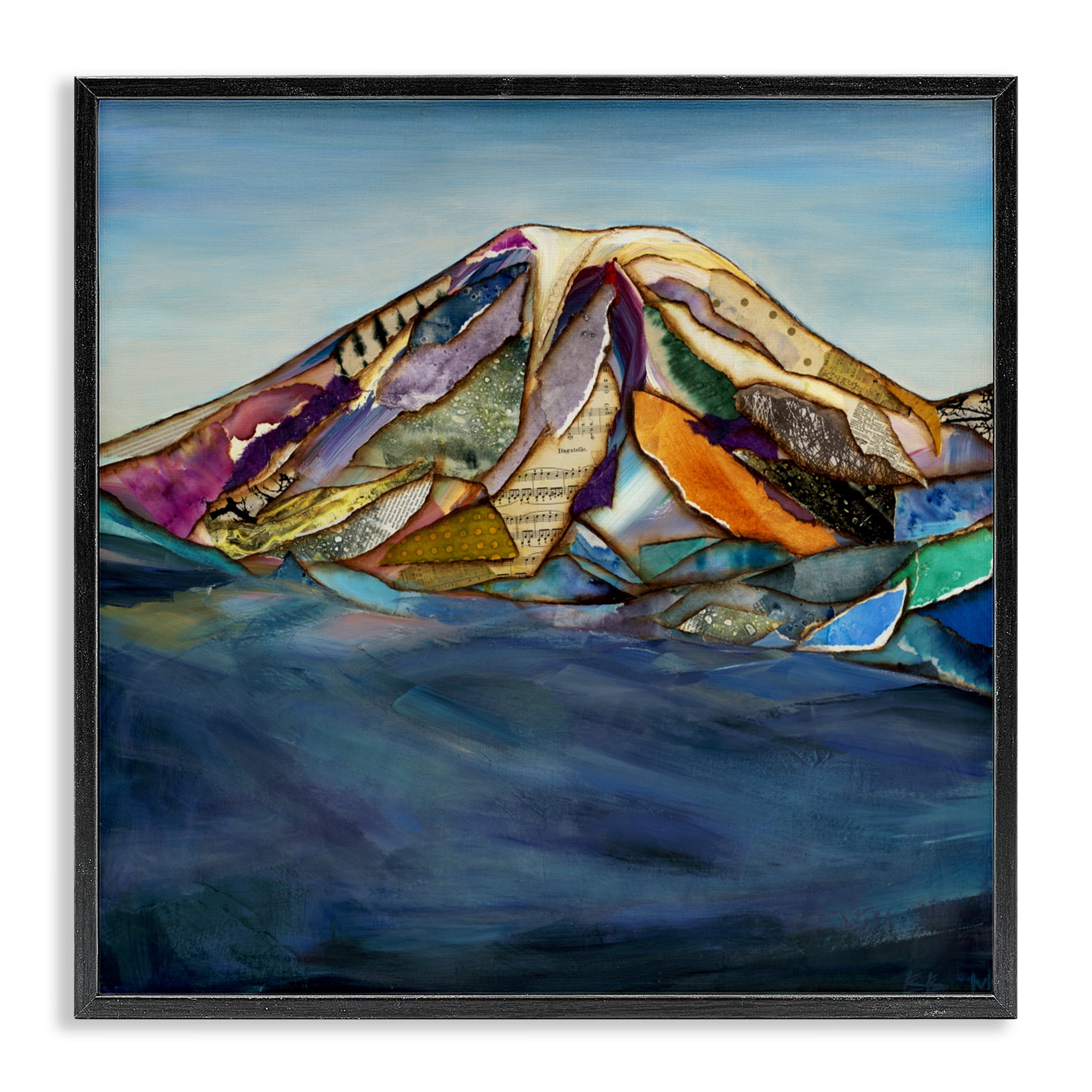 Stupell Industries Collaged Layers Mountain Black Framed Giclee Art, design by Van Horne-Borcherding