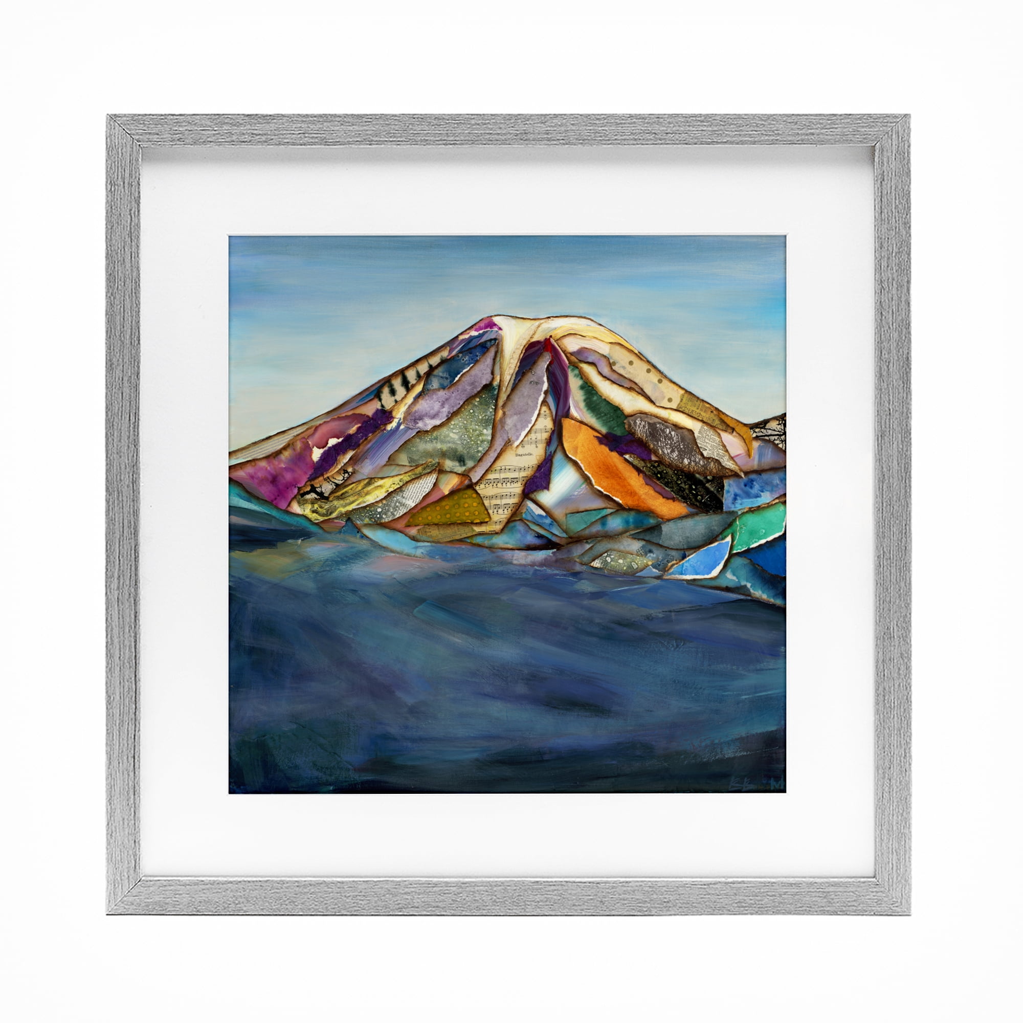 Stupell Industries Collaged Layers Mountain Gray Framed Print Under Glass, design by Van Horne-Borcherding