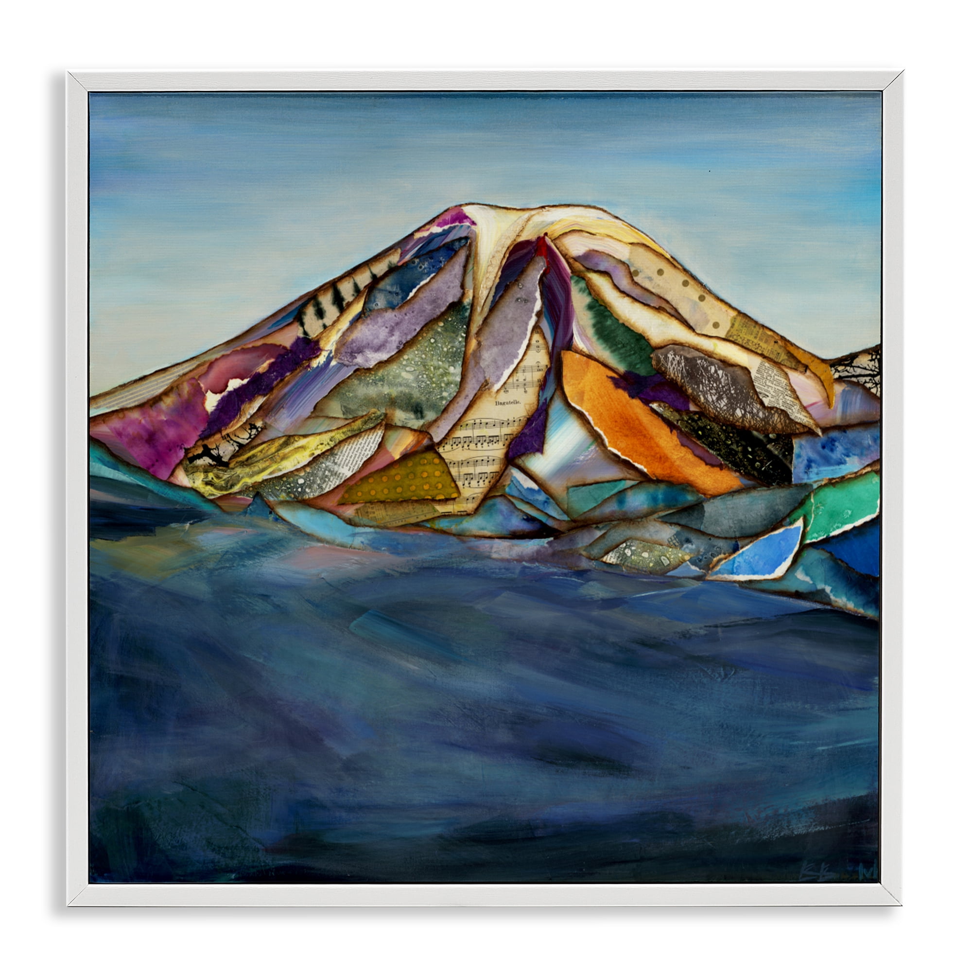 Stupell Industries Collaged Layers Mountain White Framed Giclee Art, design by Van Horne-Borcherding