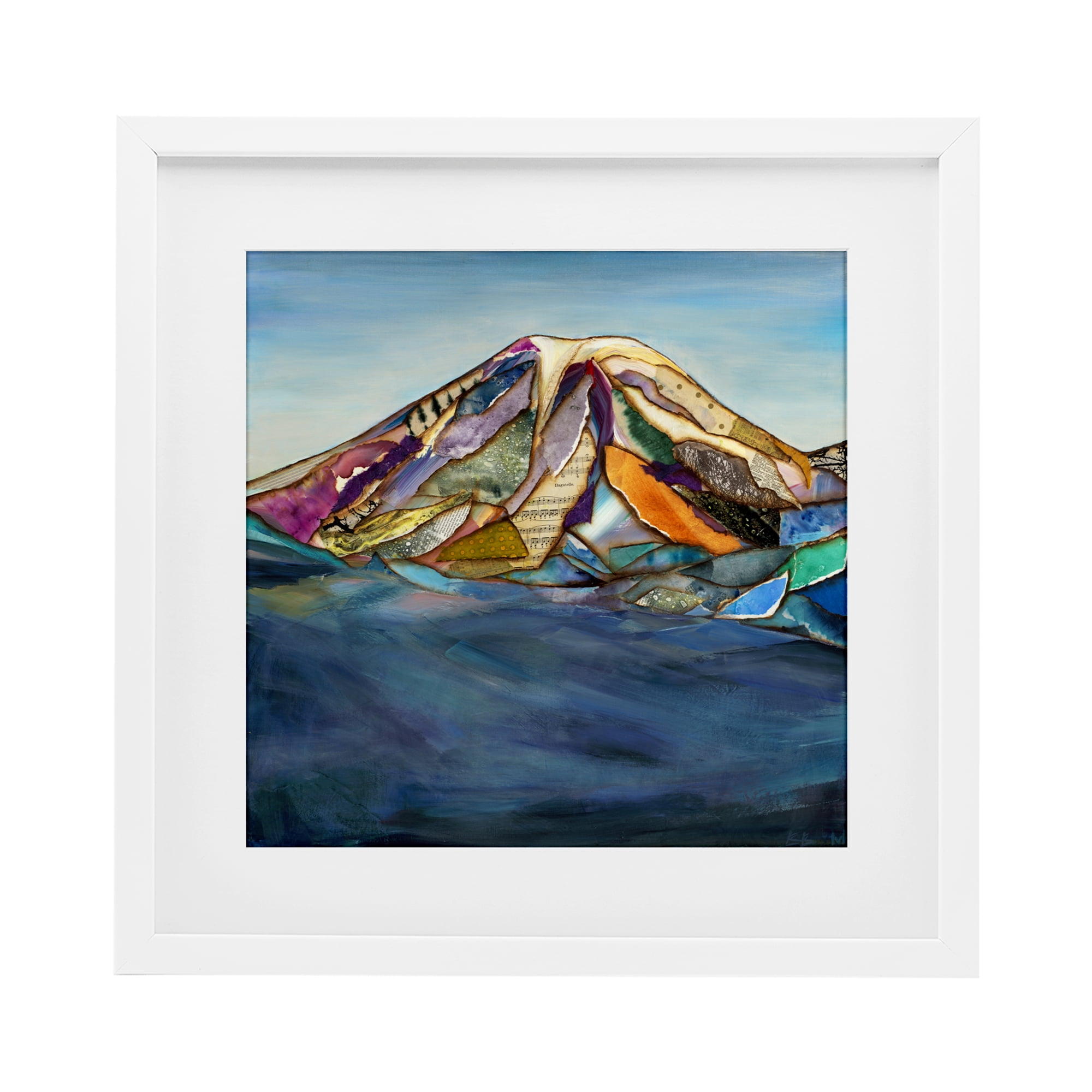 Stupell Industries Collaged Layers Mountain White Framed Print Under Glass, design by Van Horne-Borcherding