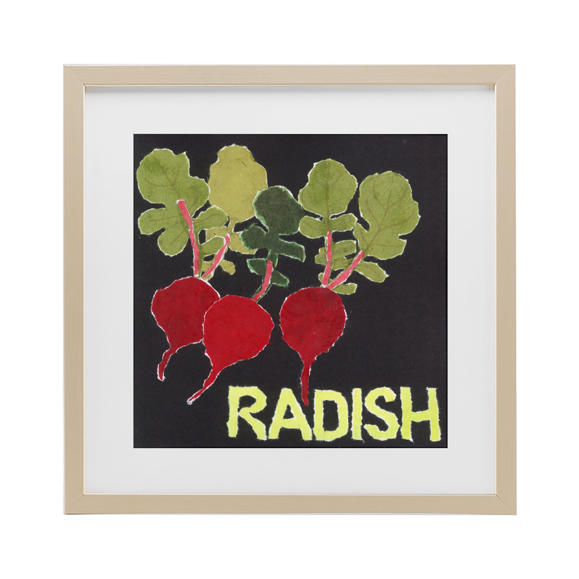 Stupell Industries Collaged Radish Vegetables Birch Framed Print Under Glass, design by Nancy Overton