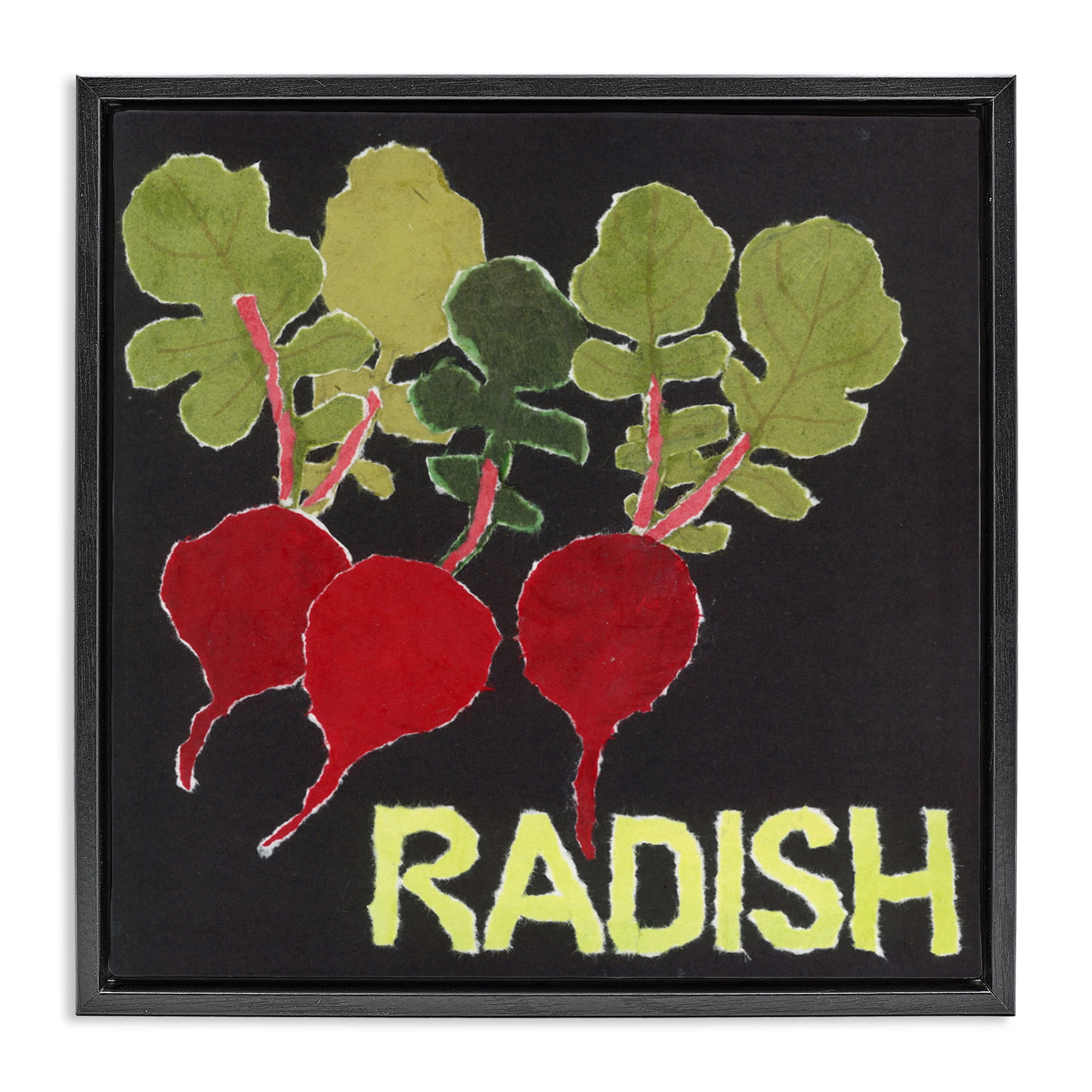 Stupell Industries Collaged Radish Vegetables Black Framed Floater Canvas Wall Art, design by Nancy Overton