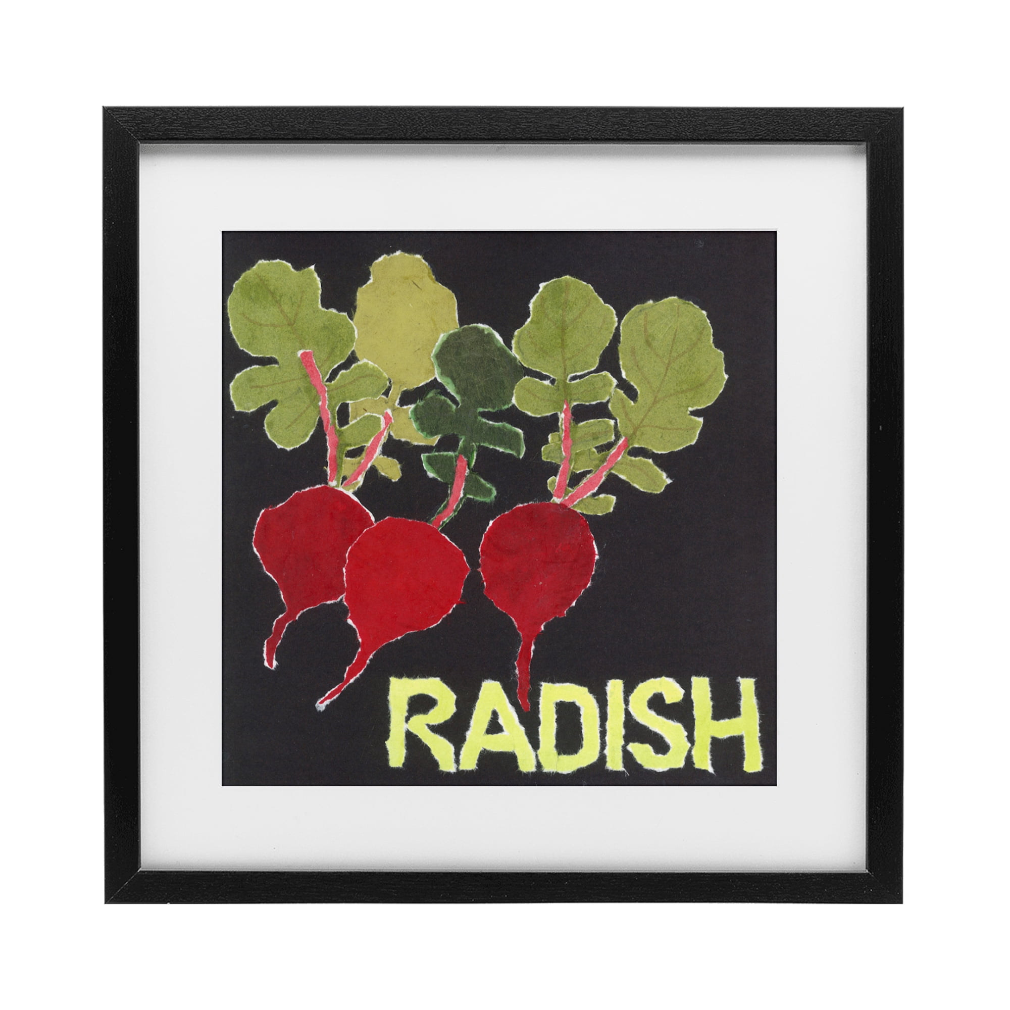 Stupell Industries Collaged Radish Vegetables Black Framed Print Under Glass, design by Nancy Overton