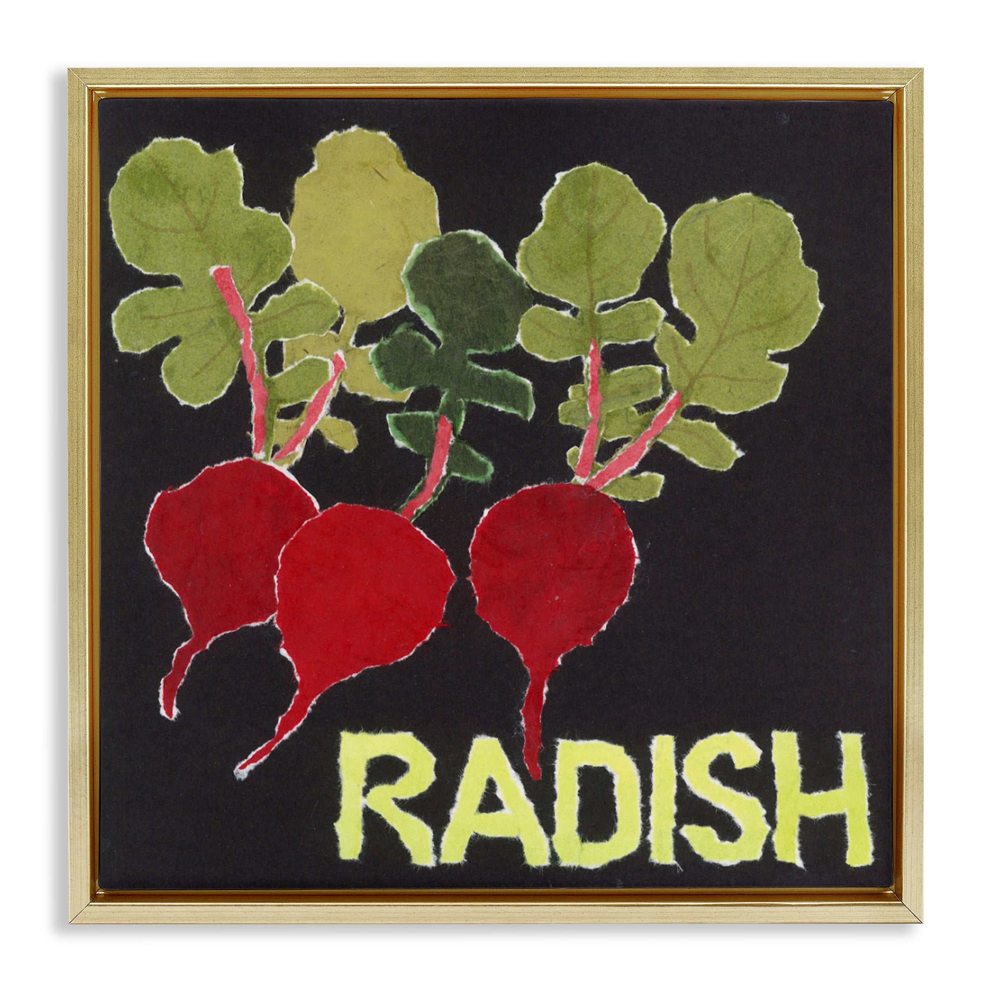 Stupell Industries Collaged Radish Vegetables Gold Framed Floater Canvas Wall Art, design by Nancy Overton