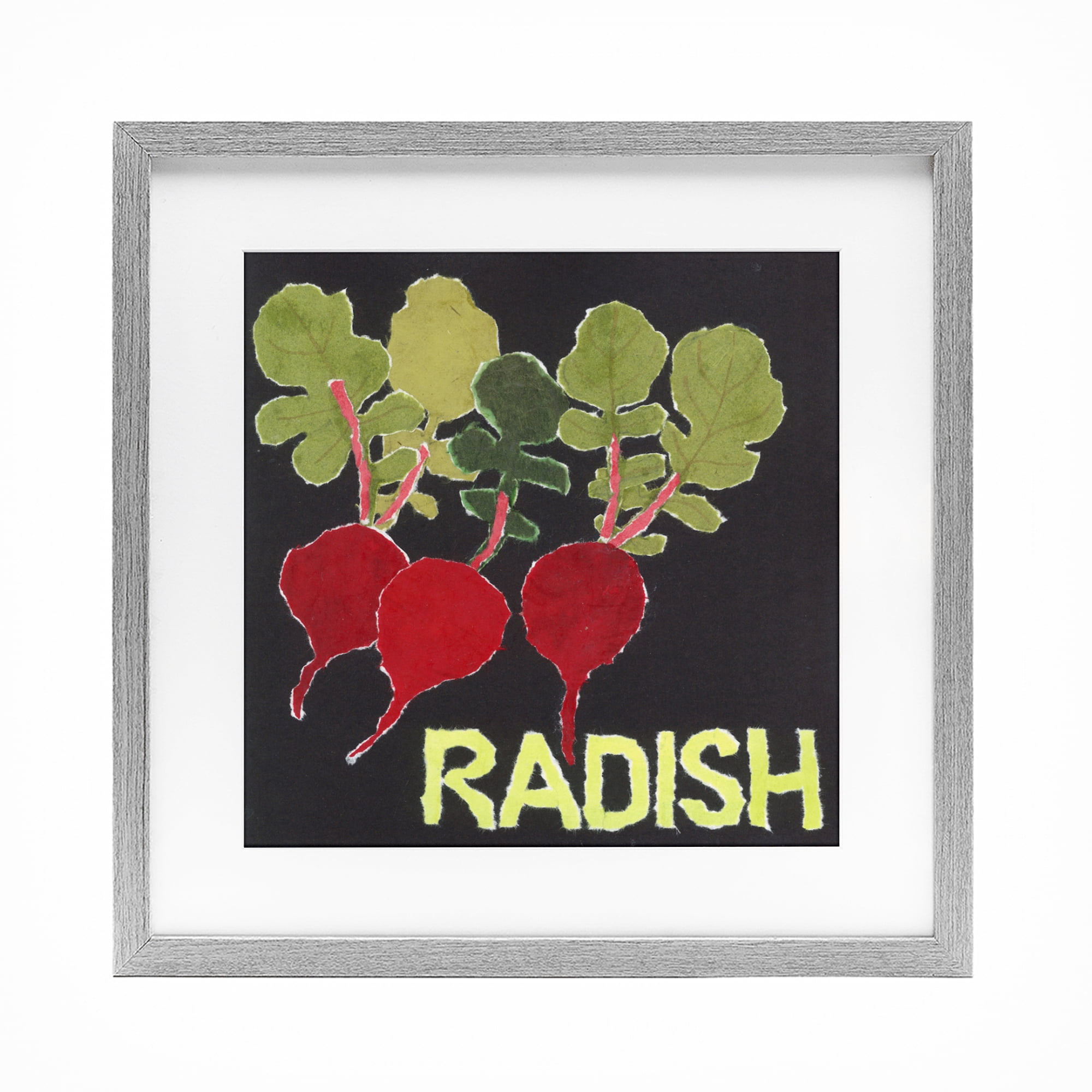 Stupell Industries Collaged Radish Vegetables Gray Framed Print Under Glass, design by Nancy Overton