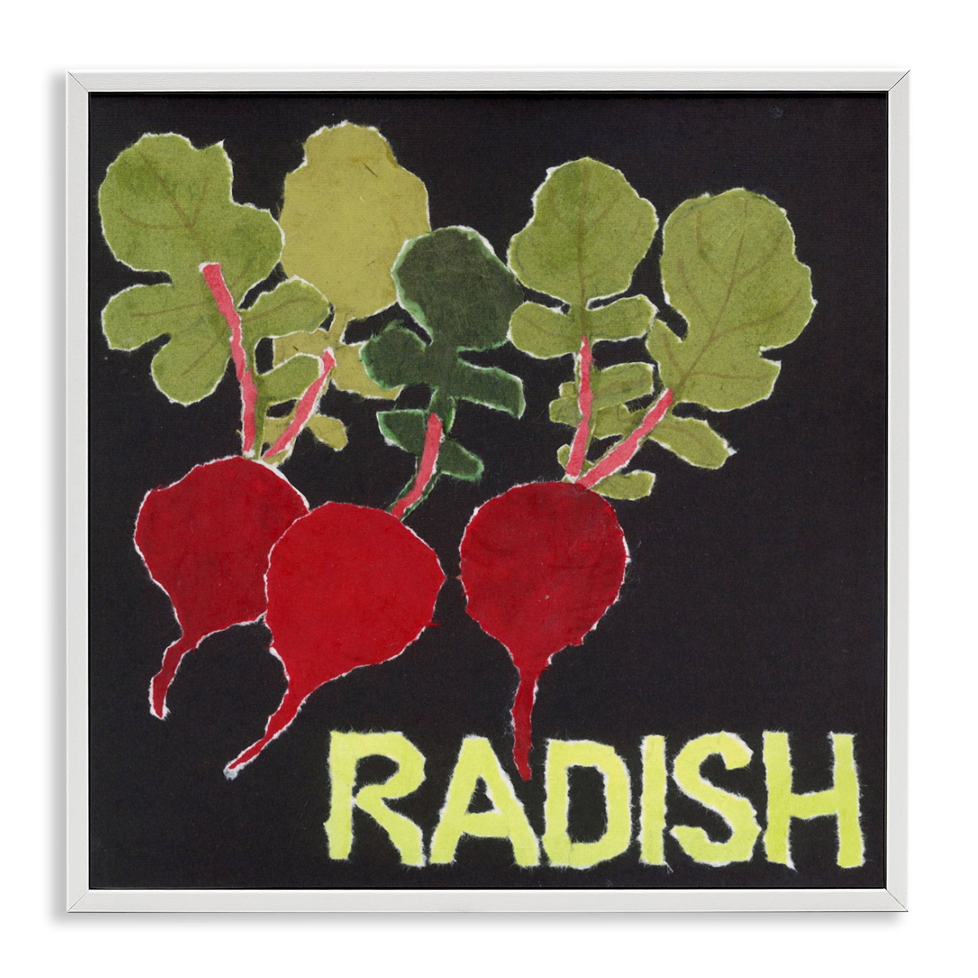 Stupell Industries Collaged Radish Vegetables White Framed Giclee Art, design by Nancy Overton