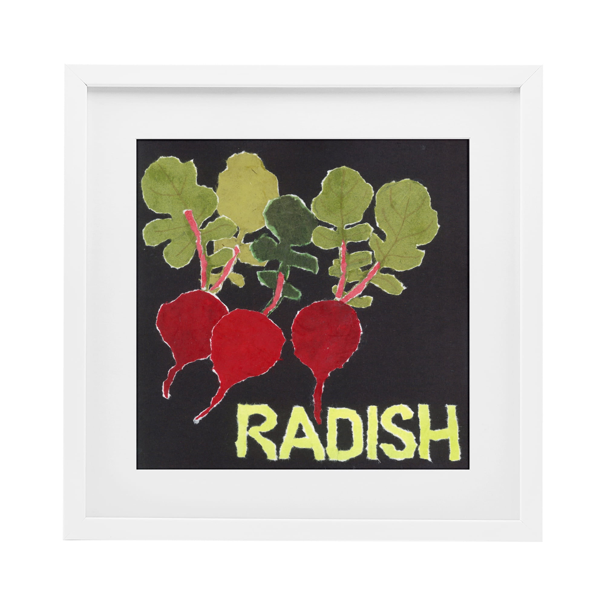 Stupell Industries Collaged Radish Vegetables White Framed Print Under Glass, design by Nancy Overton
