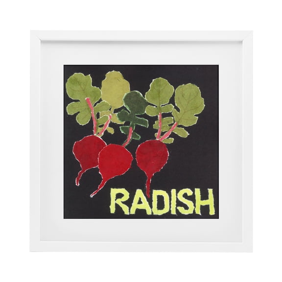 Stupell Industries Collaged Radish Vegetables White Framed Print Under Glass, design by Nancy Overton
