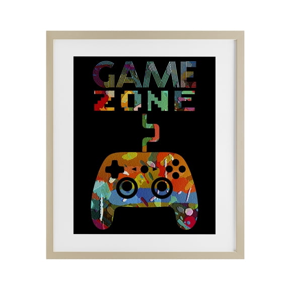 Stupell Industries Collaged Retro Game Zone Birch Framed Print Under Glass, design by Marcus Prime