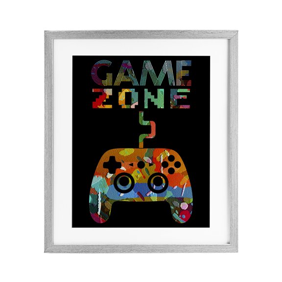 Stupell Industries Collaged Retro Game Zone Gray Framed Print Under Glass, design by Marcus Prime