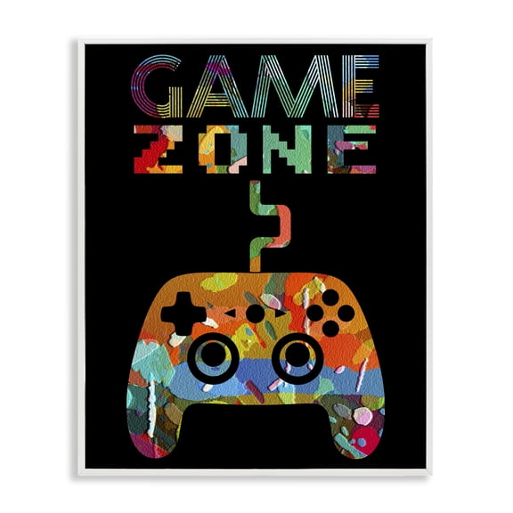 Stupell Industries Collaged Retro Game Zone White Framed Giclee Art, design by Marcus Prime