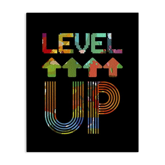 Stupell Industries Collaged Retro Level Up Canvas Wall Art, design by Marcus Prime