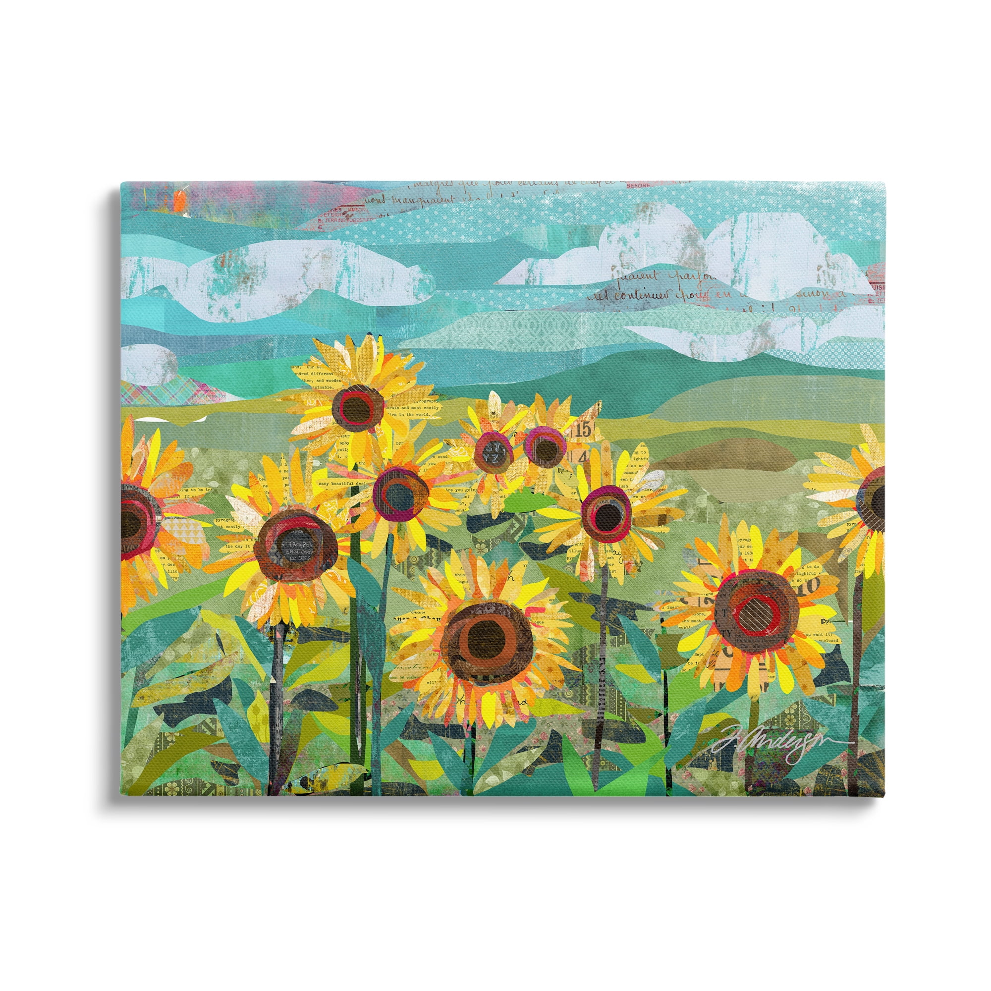 Stupell Industries Collaged Sunflower Field Abstract Layered Ephemera Meadow Graphic Art Gallery Wrapped Canvas Print Wall Art, Design by Traci Anderson