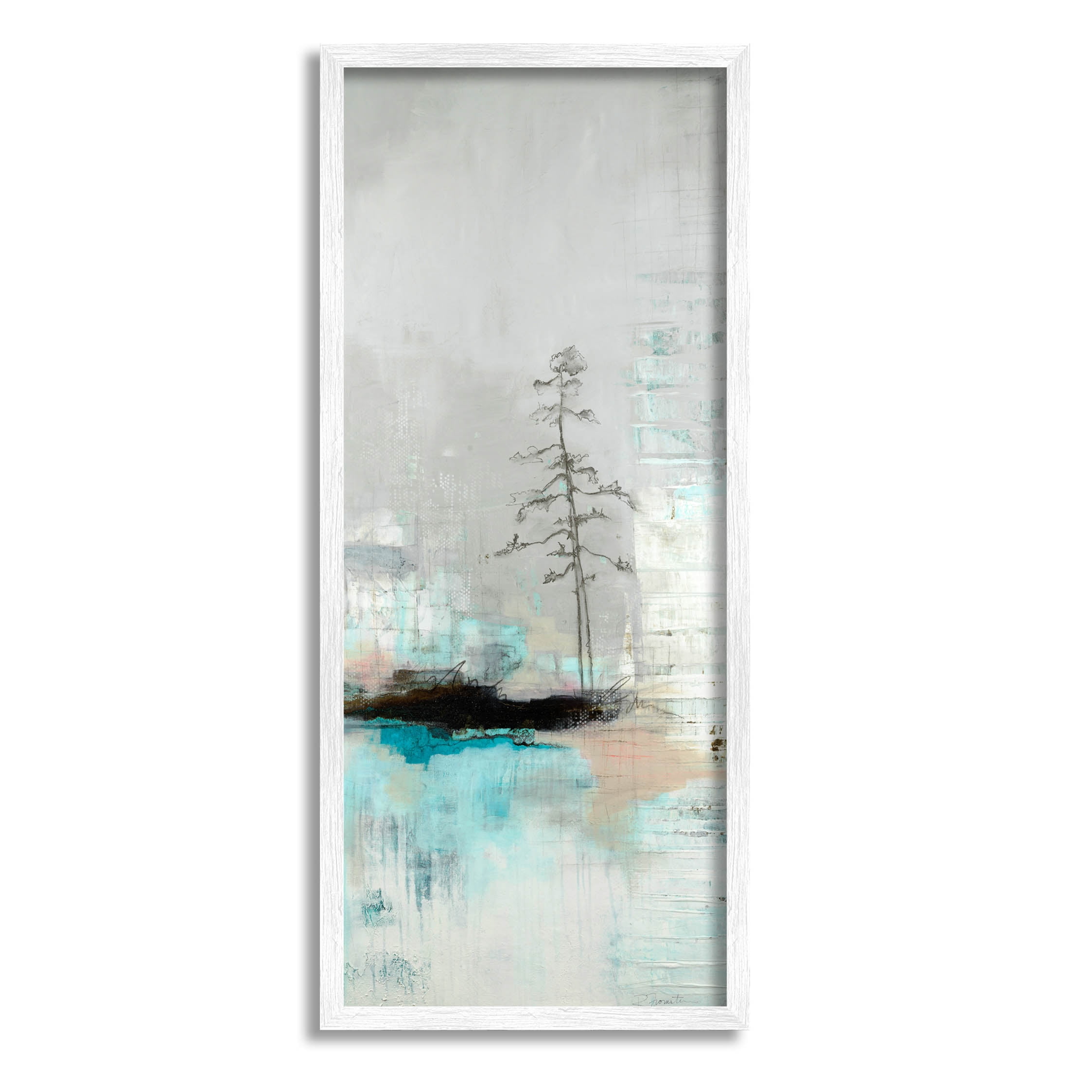 Stupell Industries Collaged Tree Abstract Nature Painting White Framed Art Print Wall Art, Design by Ruth Fromstein