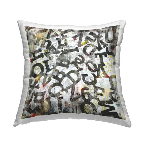 Stupell Industries Collaged Typography Letters Decorative Printed Throw Pillow Design by Laura Gibson .
