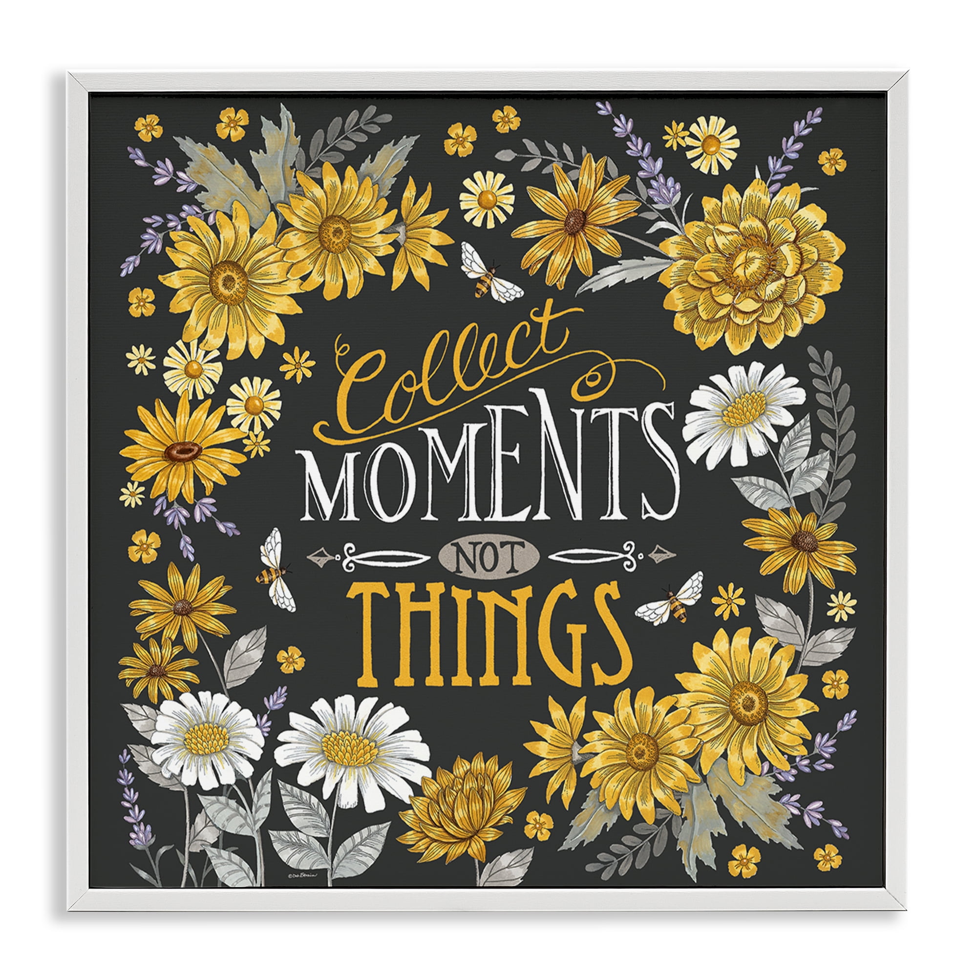 Stupell Industries Collect Moments Not Things Plants & Flowers Painting White Framed Art Print Wall Art, 12 x 12