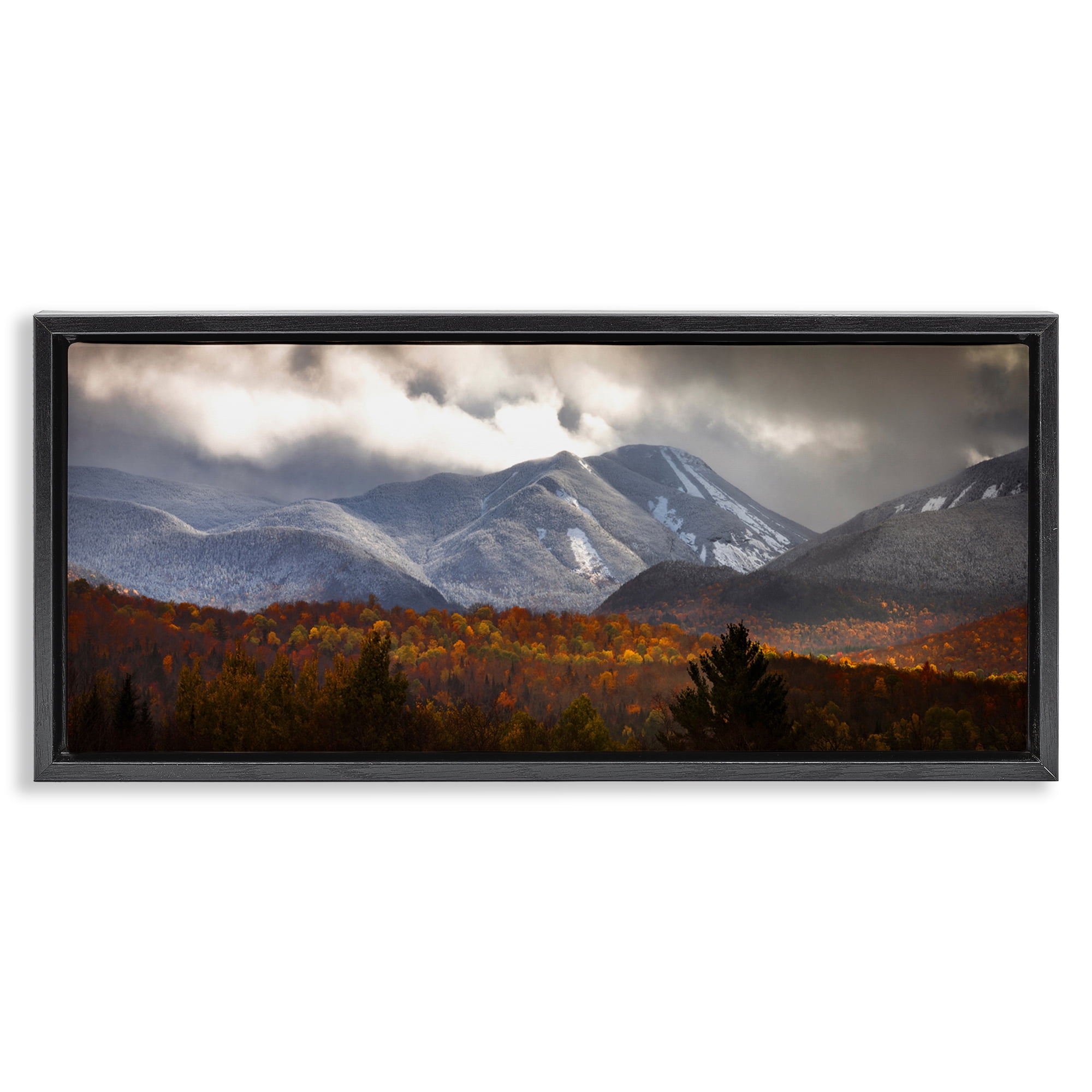Stupell Industries Colliding Seasons Mountainscape Black Framed Floater Canvas Wall Art, design by Jonathan Zaharek