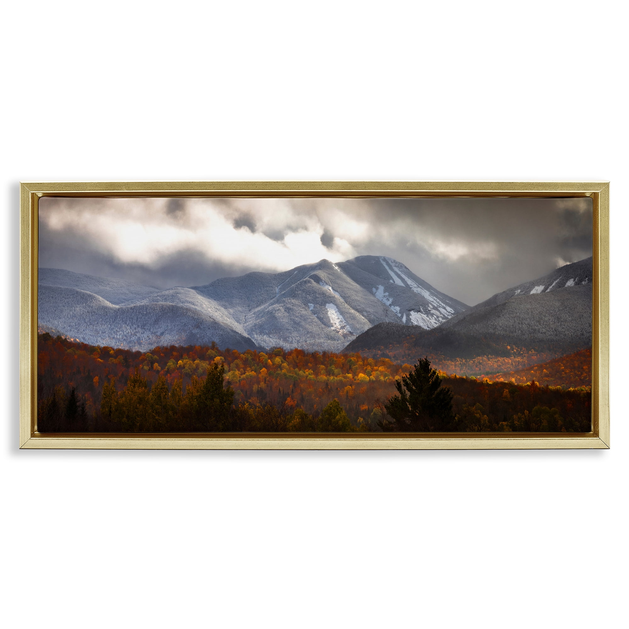 Stupell Industries Colliding Seasons Mountainscape Gold Framed Floater Canvas Wall Art, design by Jonathan Zaharek