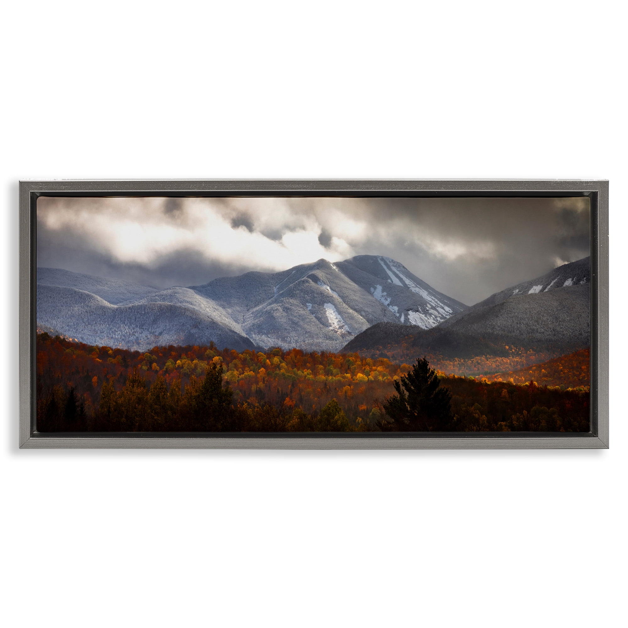 Stupell Industries Colliding Seasons Mountainscape Gray Framed Floater Canvas Wall Art, design by Jonathan Zaharek