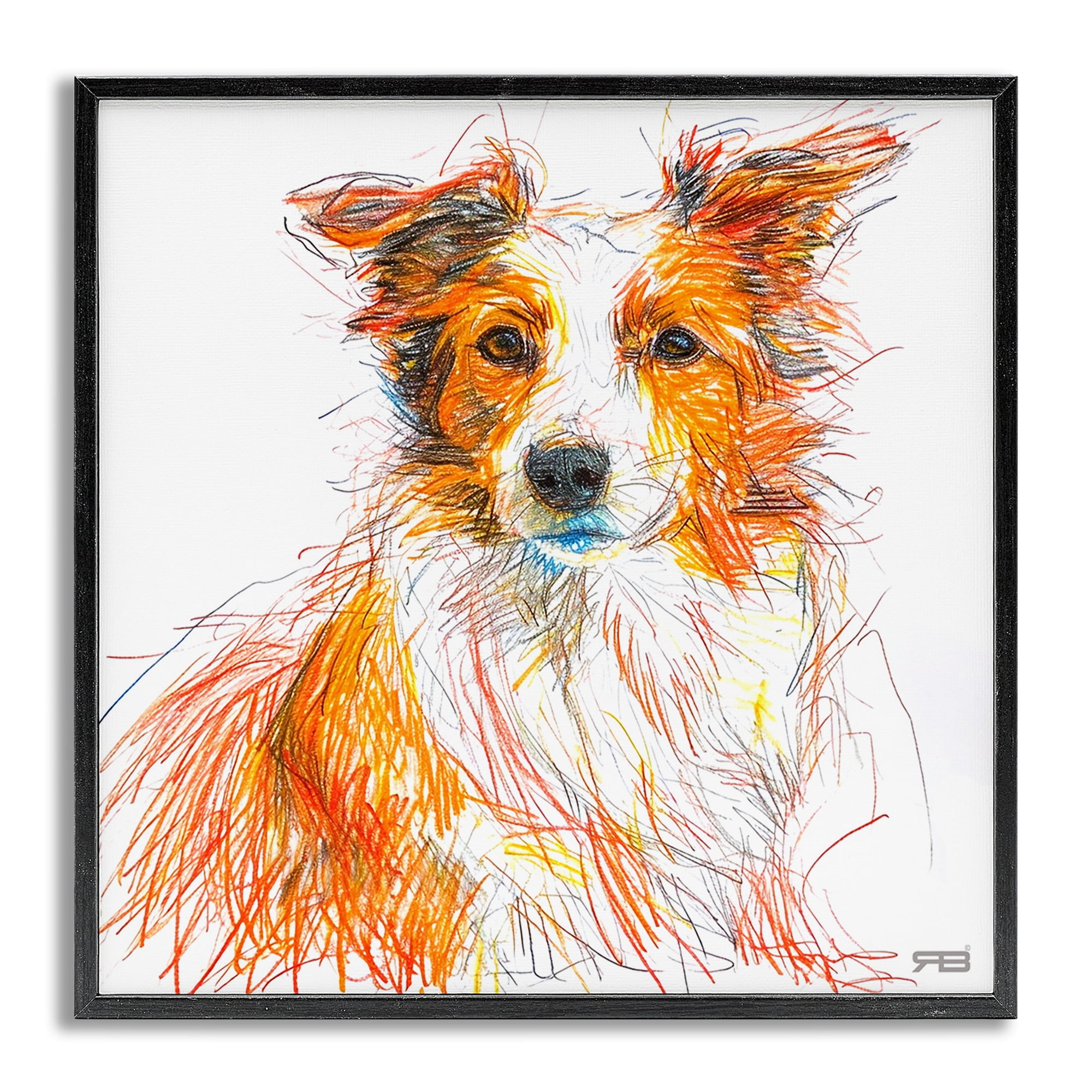 Stupell Industries Collie Dog Sketch Style Animals & Insects Painting Gray Framed Art Print Wall Art, 24 x 24