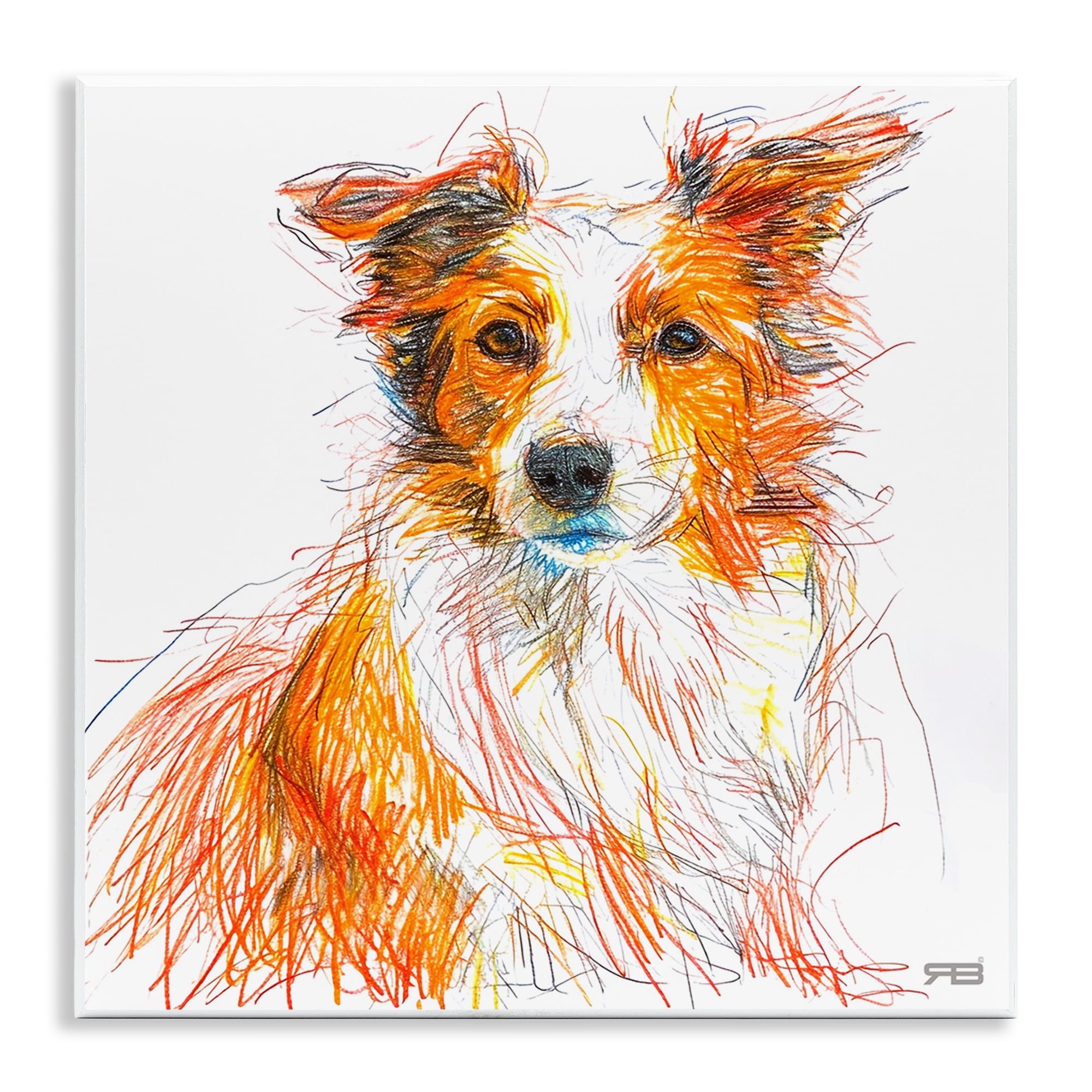 Stupell Industries Collie Dog Sketch Style Animals & Insects Painting Unframed Art Print Wall Art, 12 x 12
